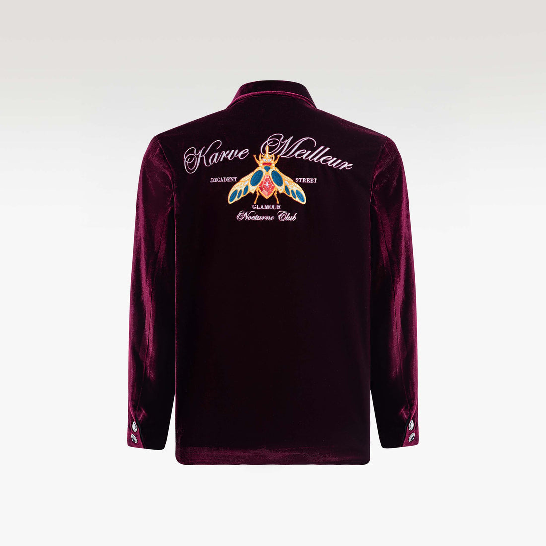 Crimson Reverie Jacket | Luxury Velvet Street Style Jacket, Signature Embroidered Decadent Bee