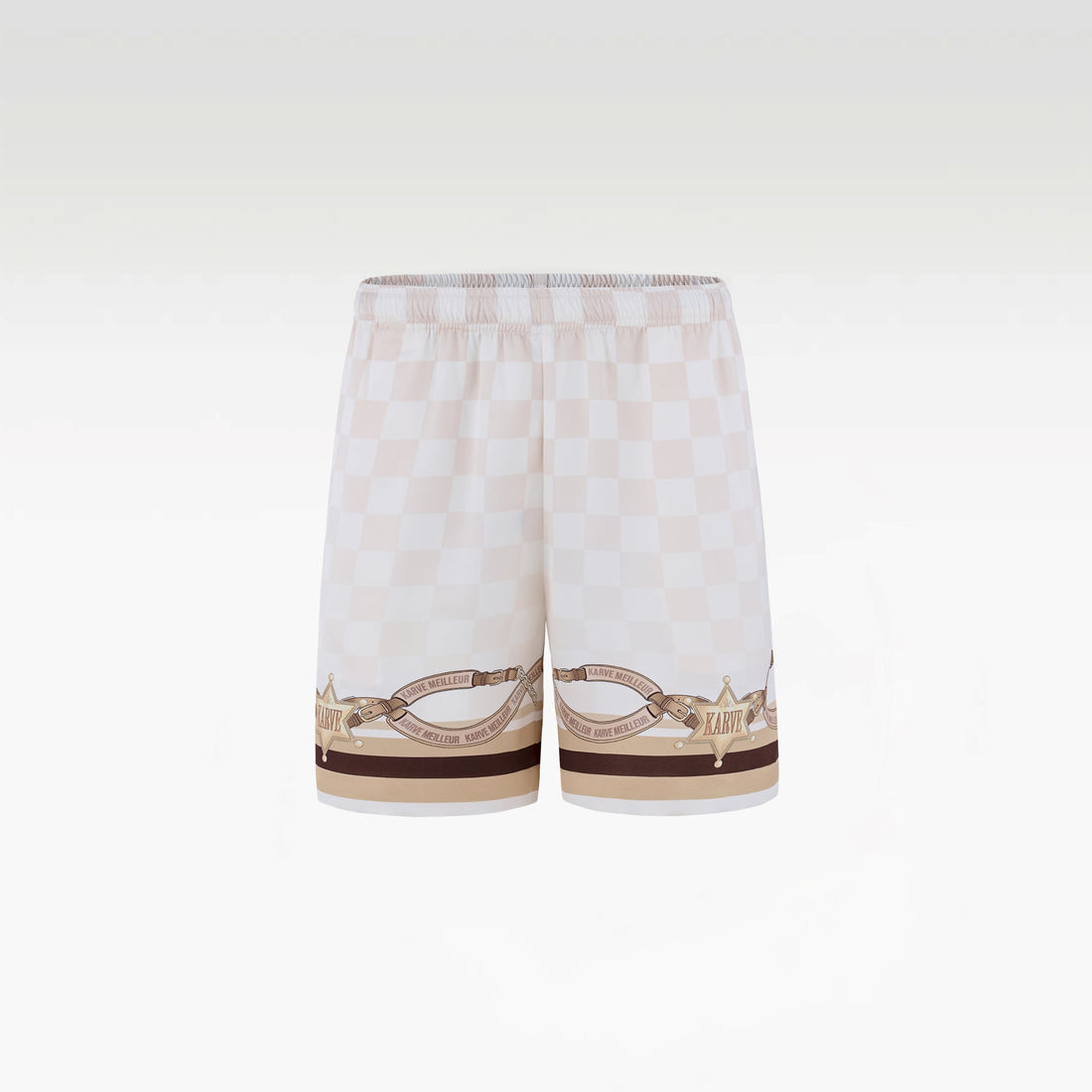 Sonoran Verse Silk Shorts | Printed Silk Luxury Western Check & Rope Design