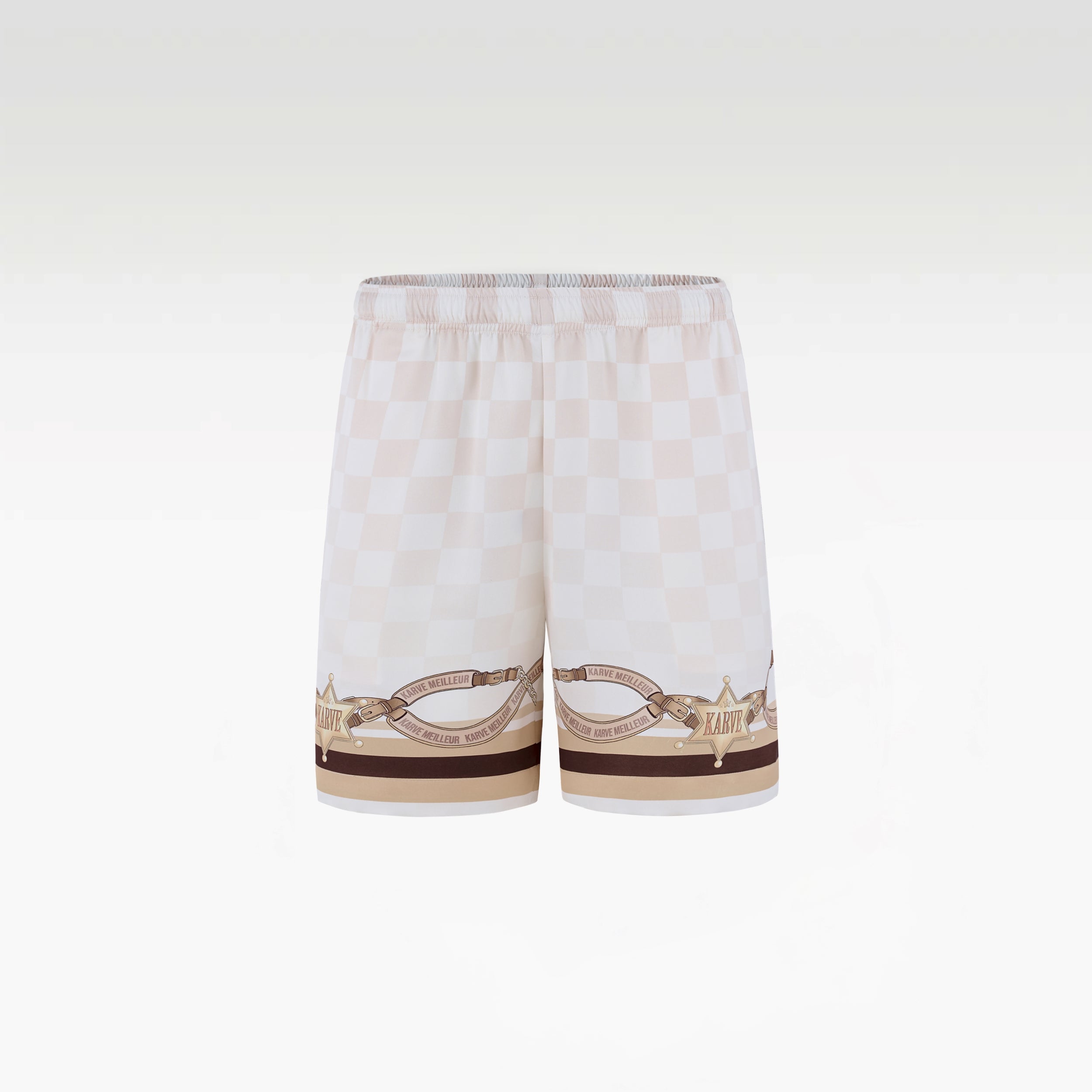 Sonoran Verse Silk Shorts | Printed Silk Luxury Western Check & Rope Design