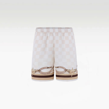 Sonoran Verse Silk Shorts | Printed Silk Luxury Western Check & Rope Design
