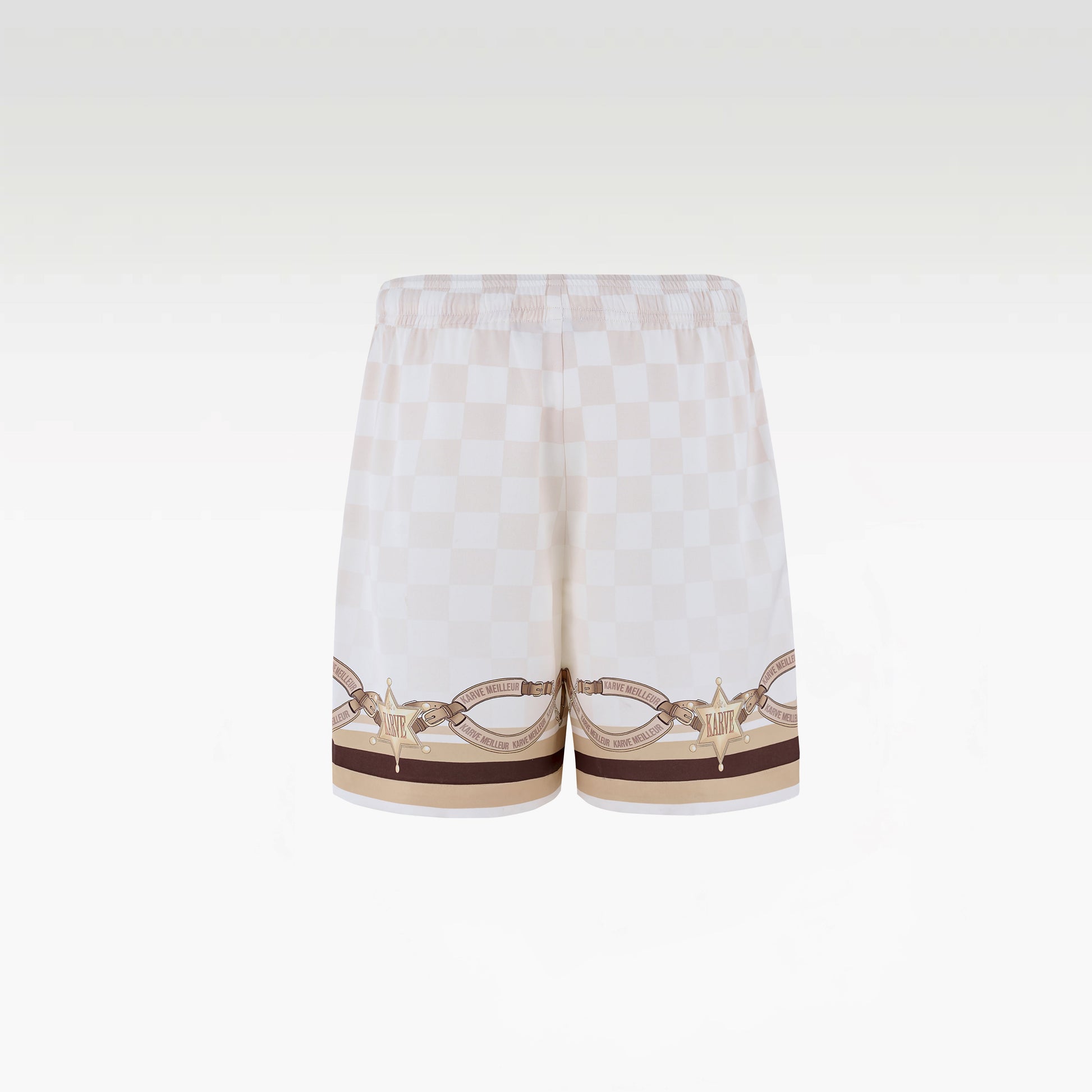 Sonoran Verse Silk Shorts | Printed Silk Luxury Western Check & Rope Design
