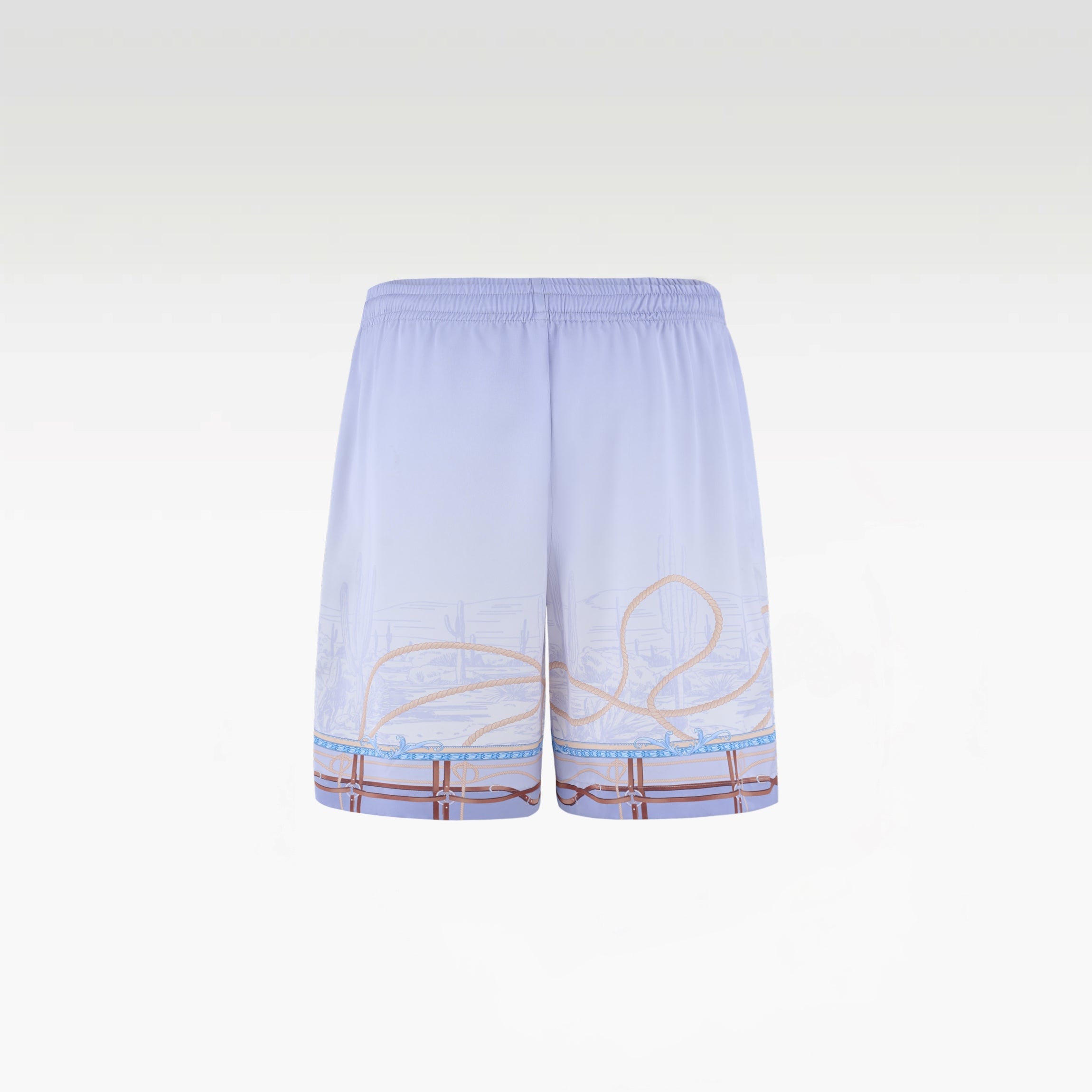 Drift Rope Silk Shirt | Premium Printed Silk Western Prairie Two Horses Design