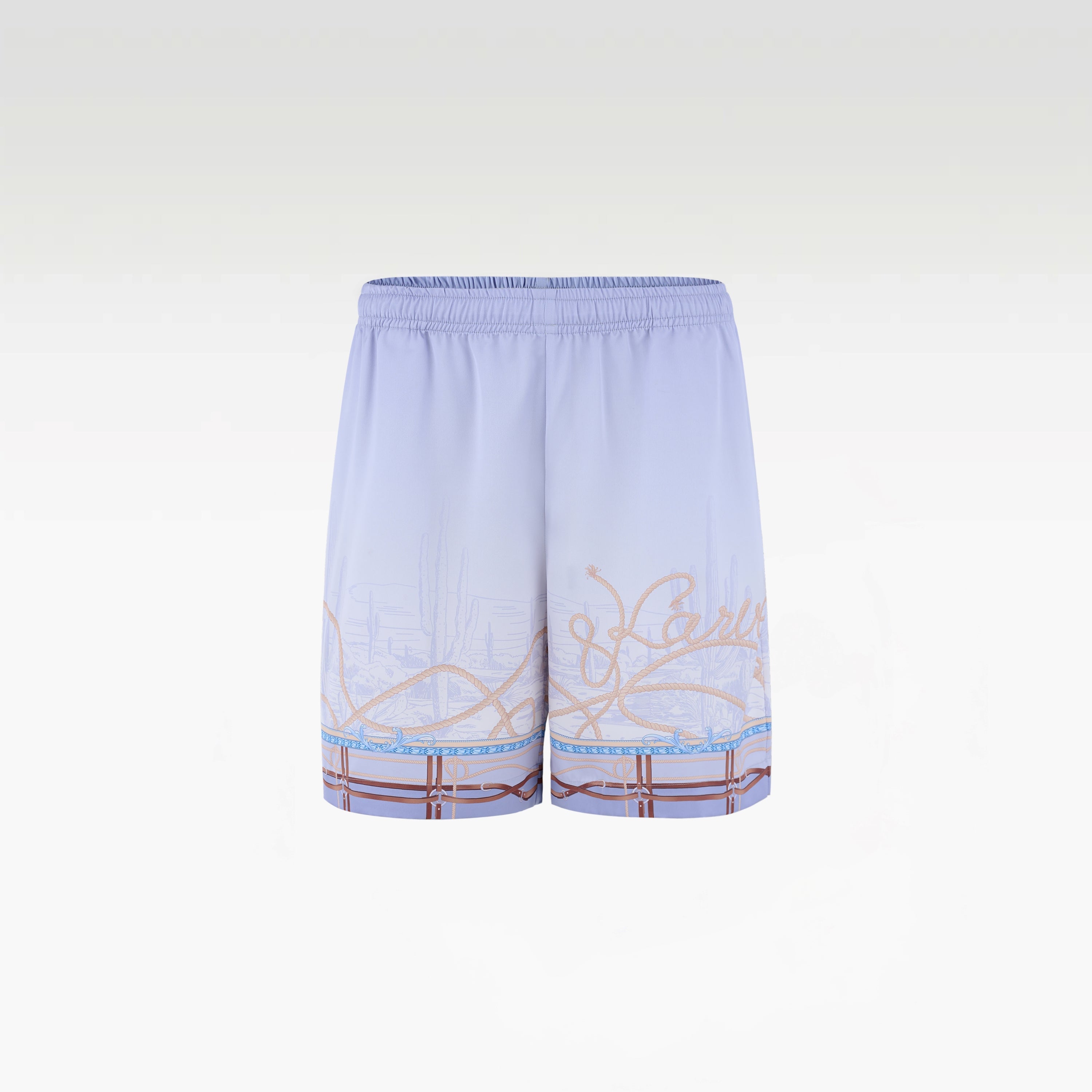 Drift Rope Silk Shirt | Premium Printed Silk Western Prairie Two Horses Design