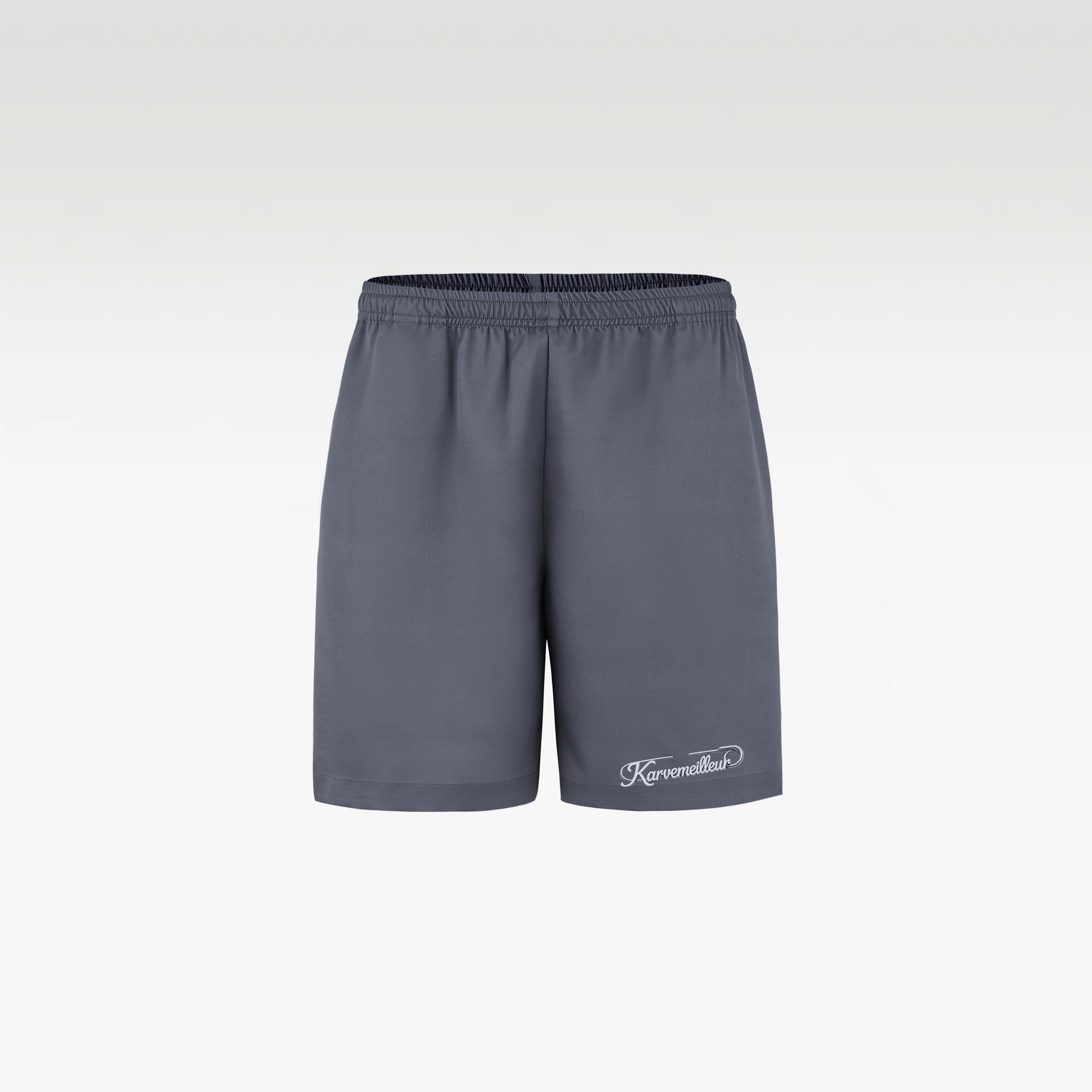 Silver Dust Silk Shorts | Premium Printed Silk Taffeta Minimalist Slogan