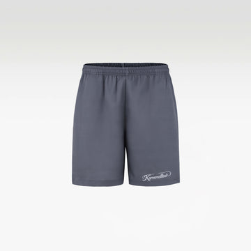 Silver Dust Silk Shorts | Premium Printed Silk Taffeta Minimalist Slogan
