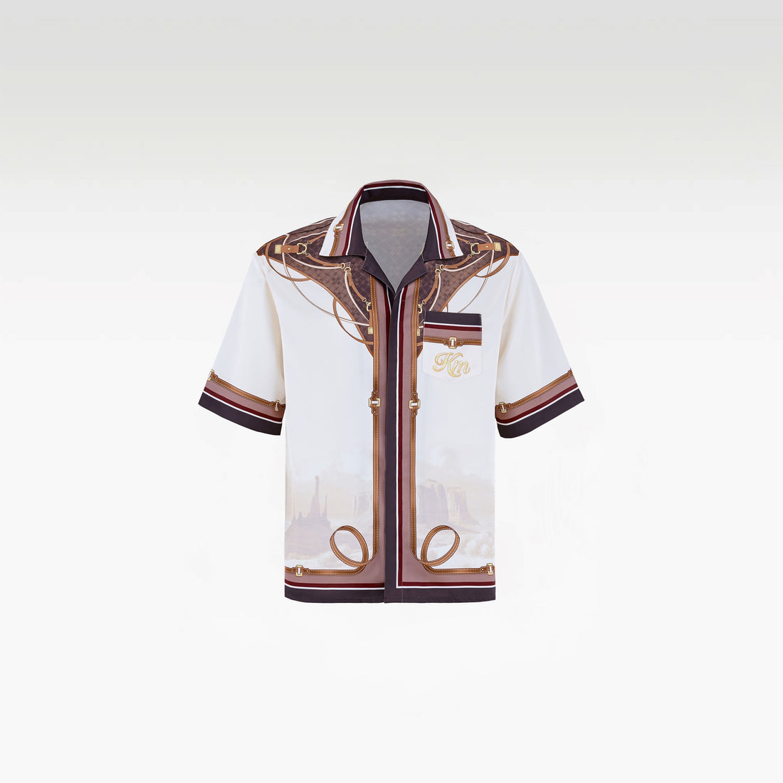 Knots Of Sand Silk Shirt | Premium Printed Silk Camp Shirt Wild West Equestrian Theme