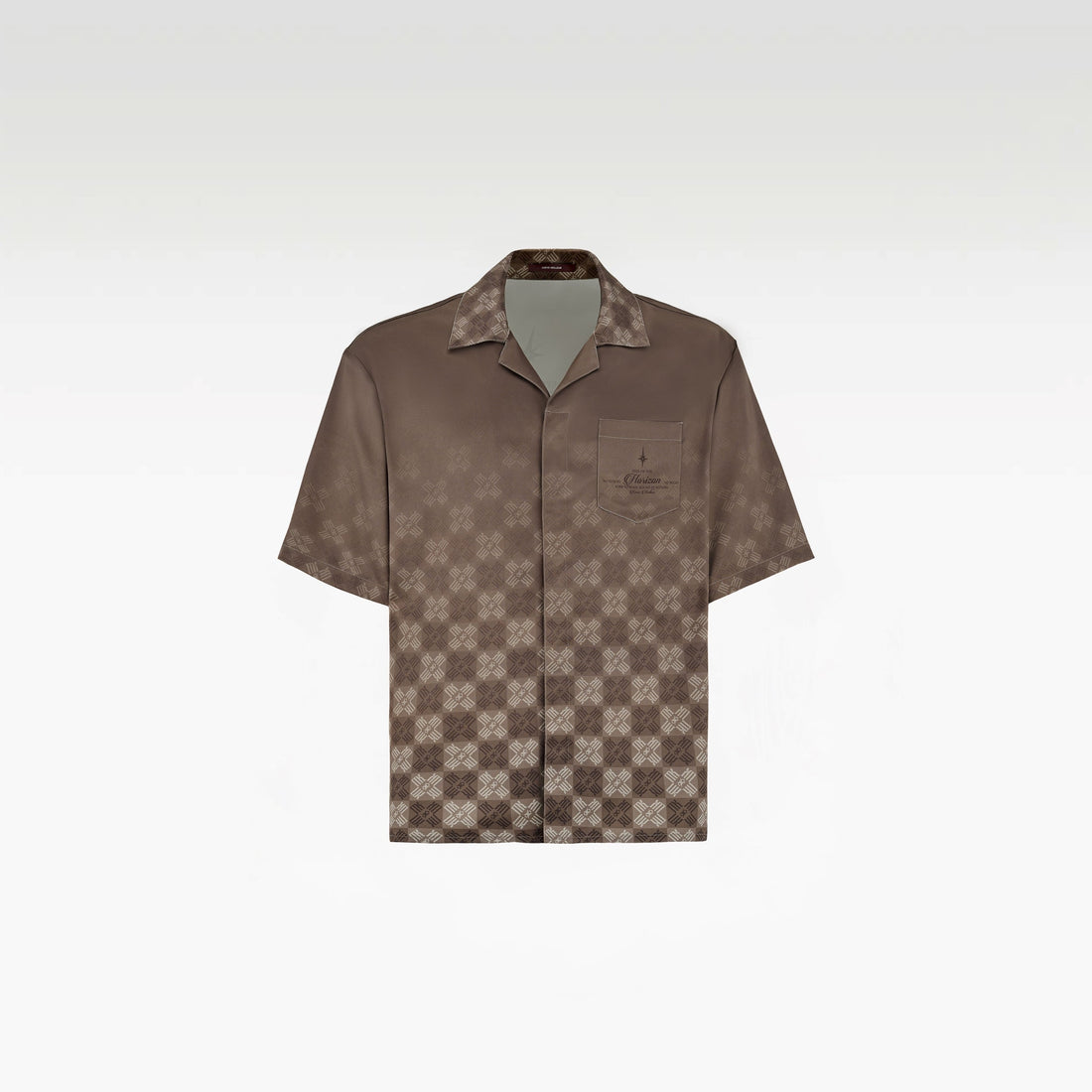 Clay Horizon Silk Shirt | Printed Silk Short-Sleeve Luxury Blurred Monogram