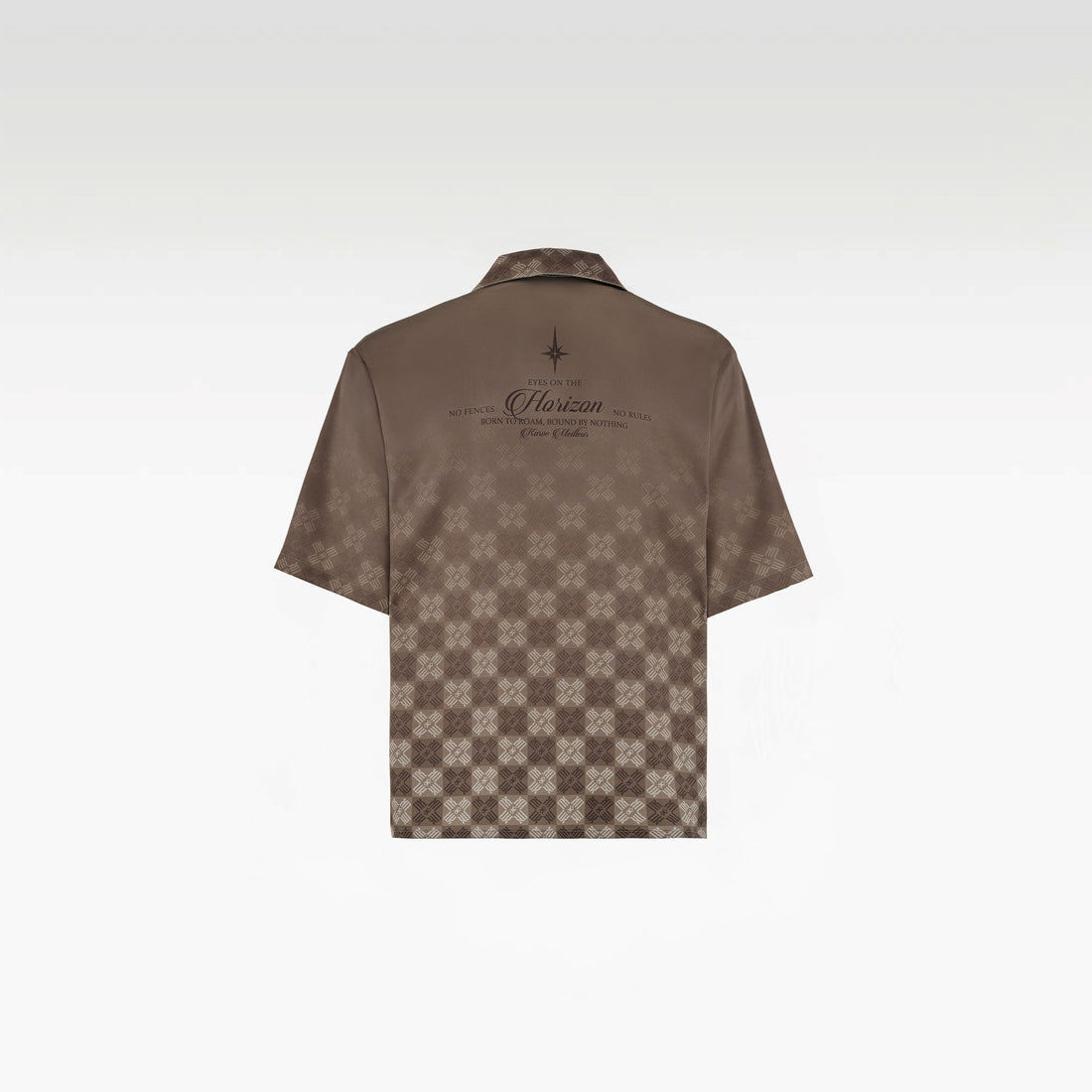 Clay Horizon Silk Shirt | Printed Silk Short-Sleeve Luxury Blurred Monogram