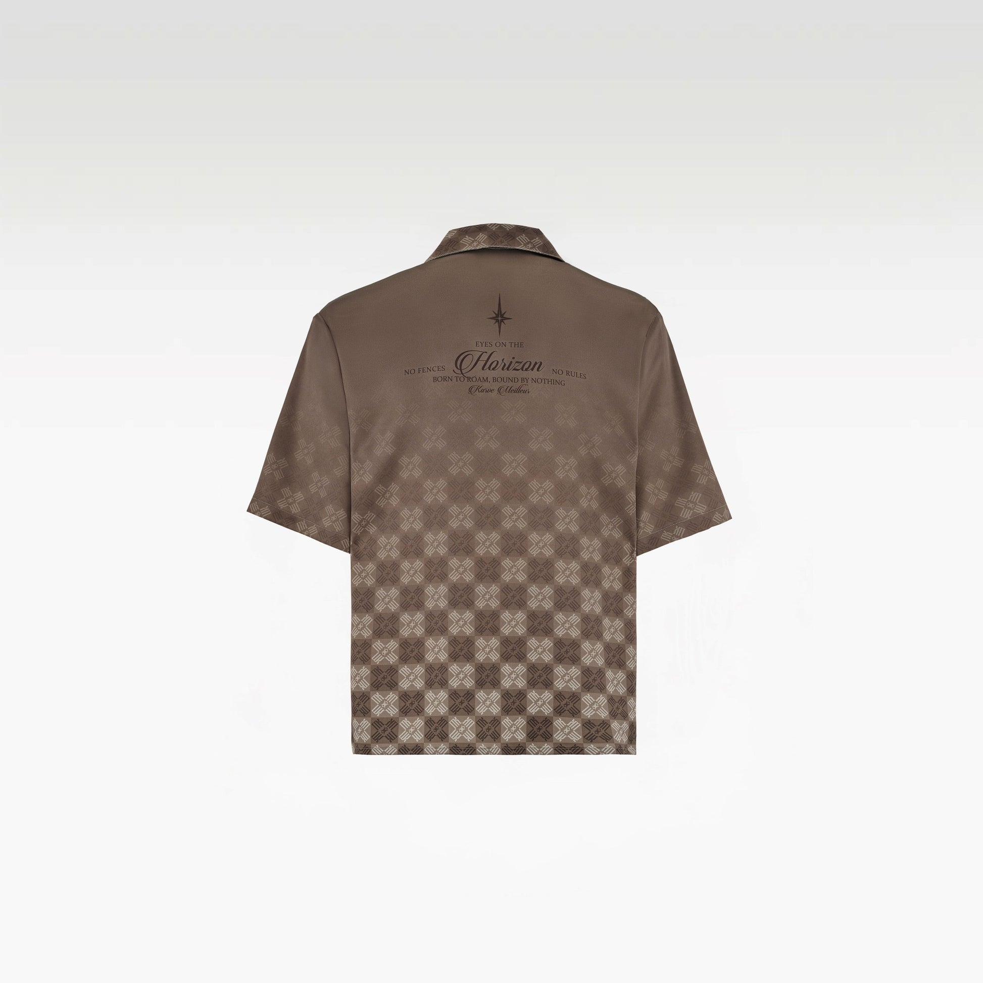 Clay Horizon Silk Shirt | Printed Silk Short-Sleeve Luxury Blurred Monogram