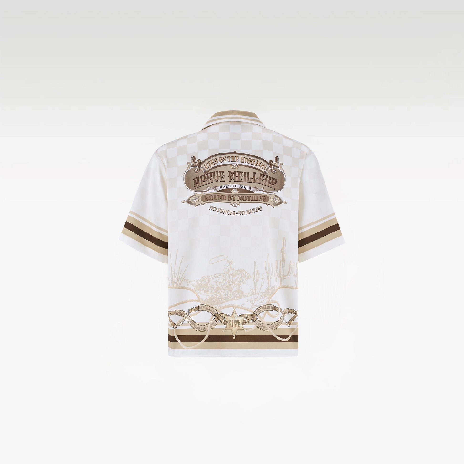 Sonoran Verse Silk Shirt | Printed Silk Short-Sleeve Luxury Wild West Cowboy Design