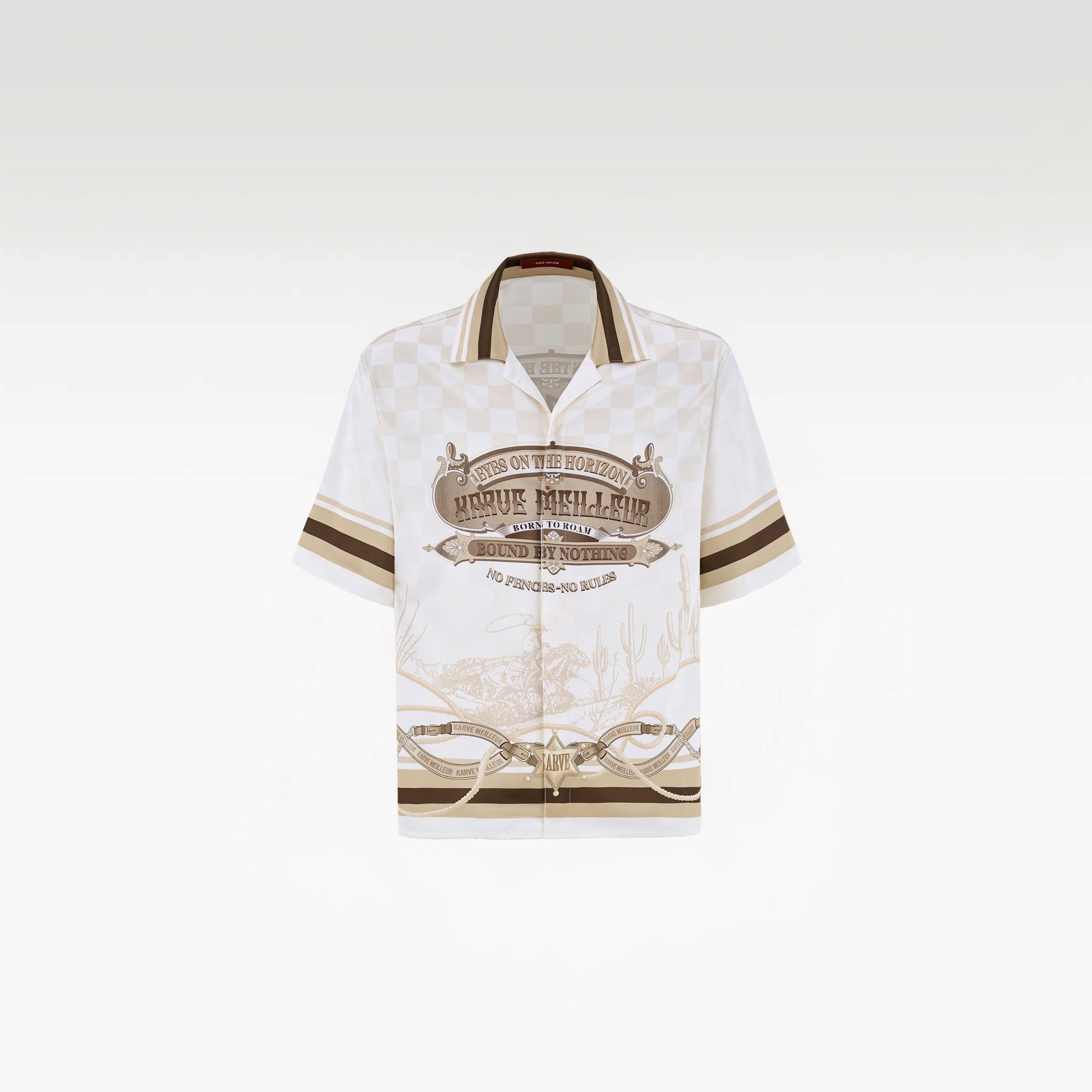Sonoran Verse Silk Shirt | Printed Silk Short-Sleeve Luxury Wild West Cowboy Design