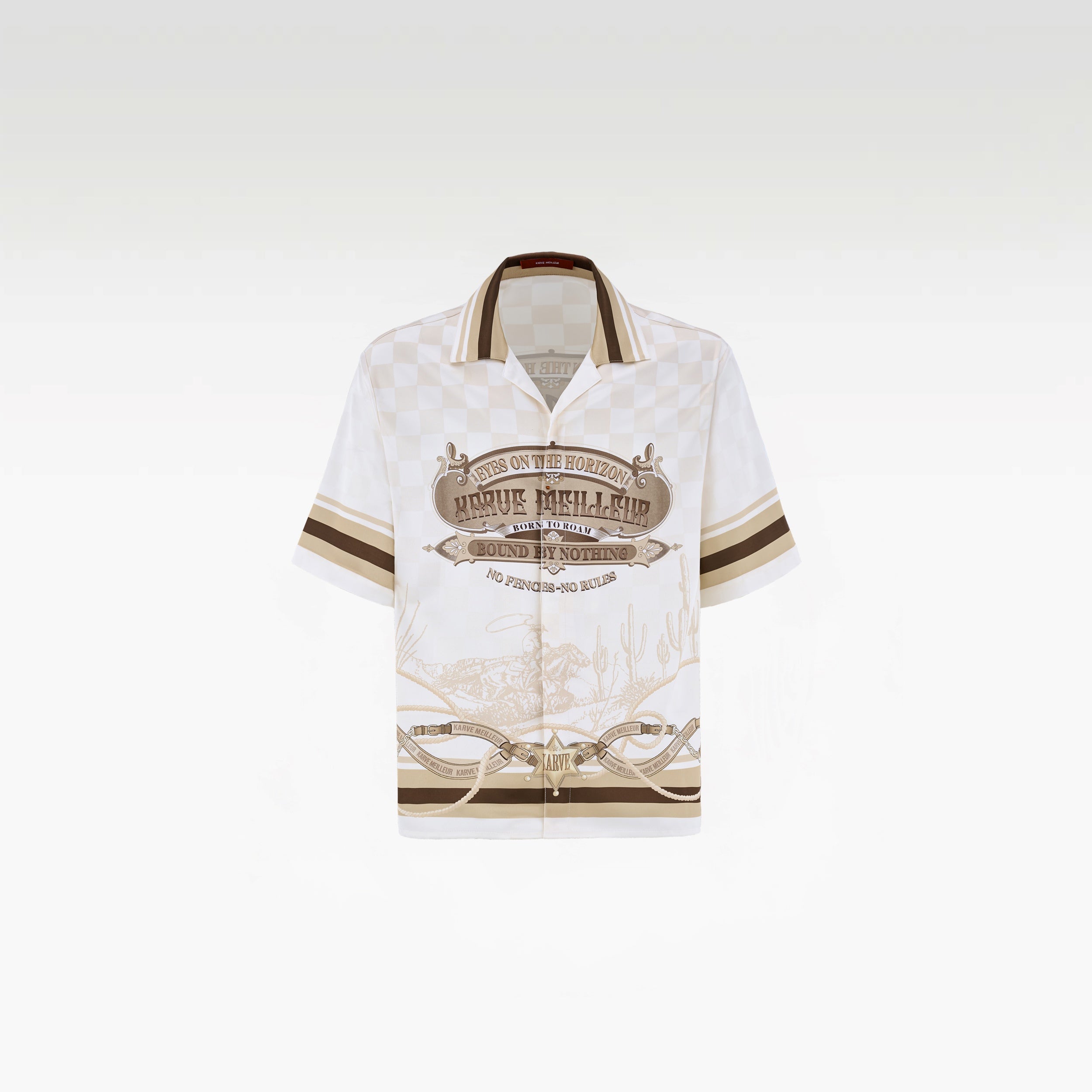 Sonoran Verse Silk Shirt | Printed Silk Short-Sleeve Luxury Wild West Cowboy Design