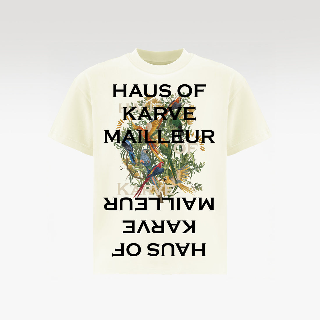 Parrot Cotton T-Shirt | Symmetrical Tropical Oversized Shirt Unisex Wide-Fit