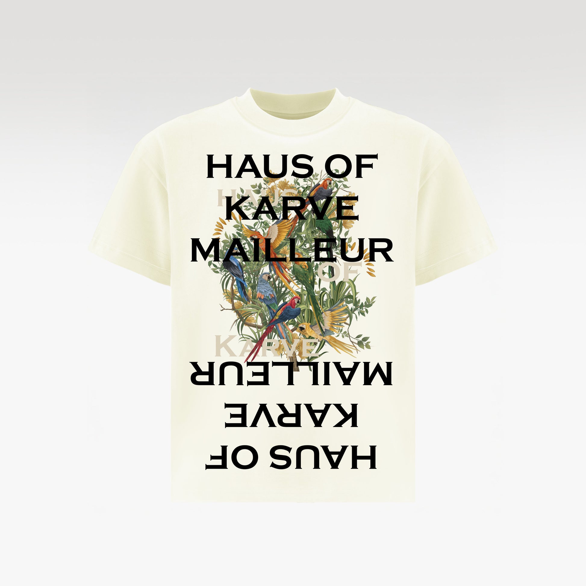 Parrot Cotton T-Shirt | Symmetrical Tropical Oversized Shirt Unisex Wide-Fit