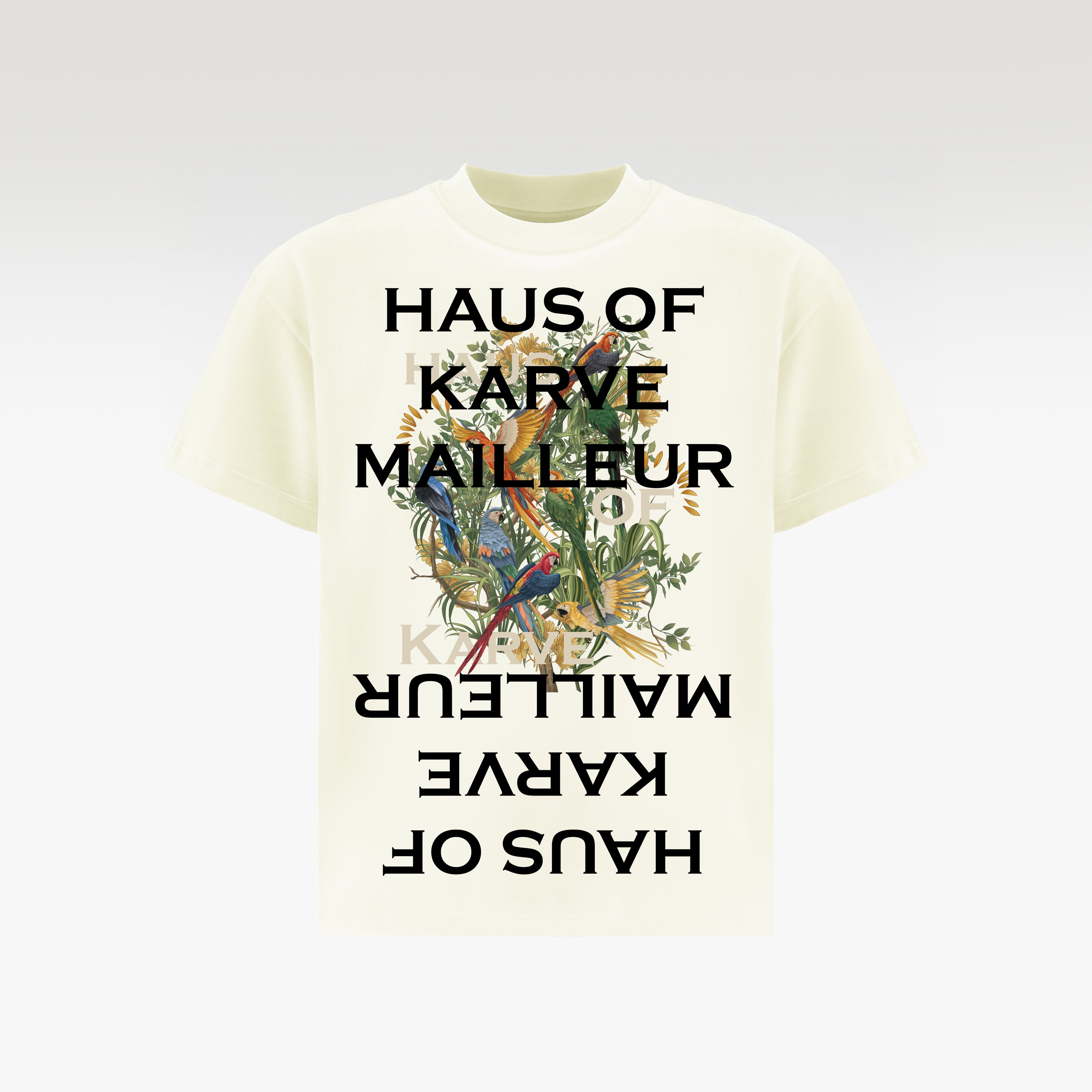 Parrot Cotton T-Shirt | Symmetrical Tropical Oversized Shirt Unisex Wide-Fit