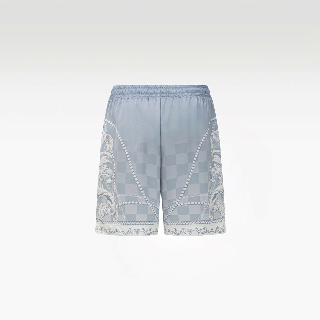 Epiphany Silk Shorts | Premium Printed Silk Tonal Checkerboard Gradient Grey