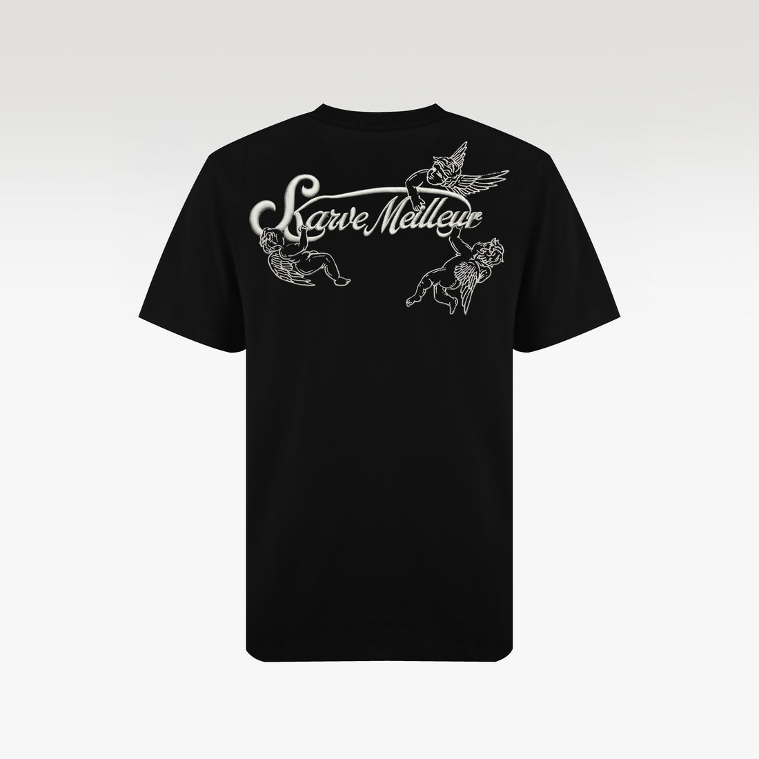 Cupid Slim Fit T-Shirt | Premium Cotton Graphic Tee - Renaissance Embroidery Black Streetwear Top