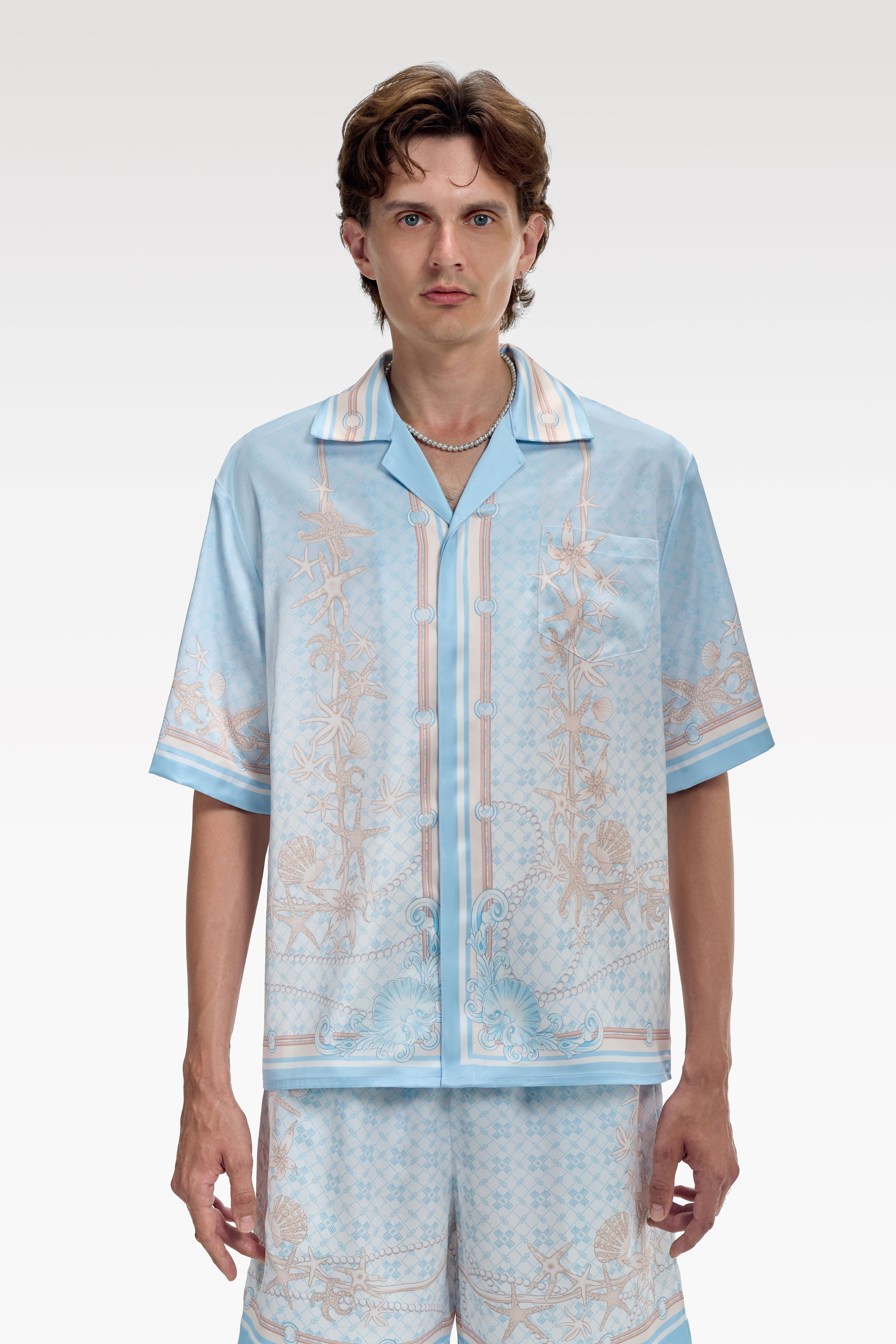 Coraline Symphony Silk Shirt |  Premium Printed Silk Coral Baroque Streetstyle