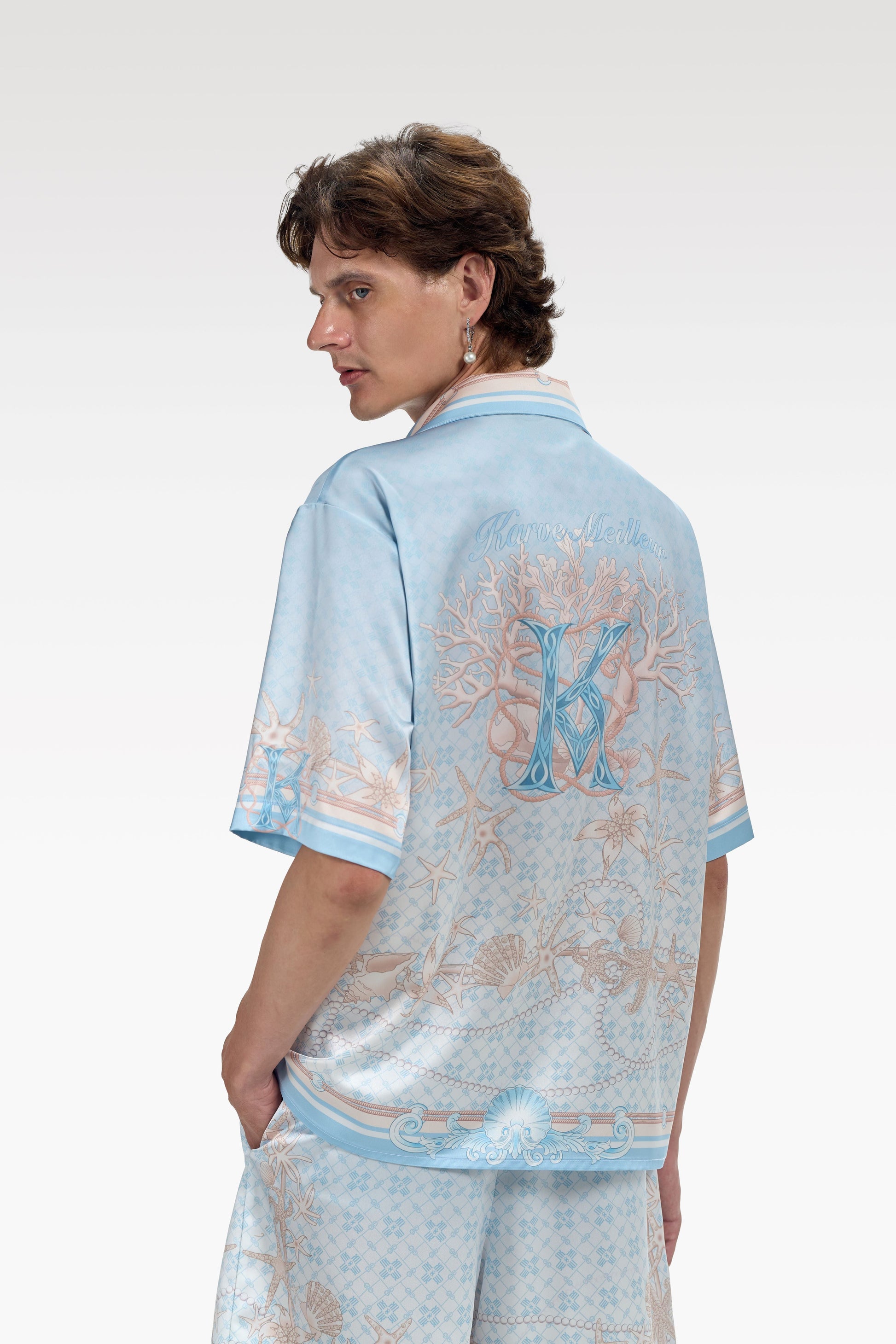 Coraline Symphony Silk Shirt |  Premium Printed Silk Coral Baroque Streetstyle