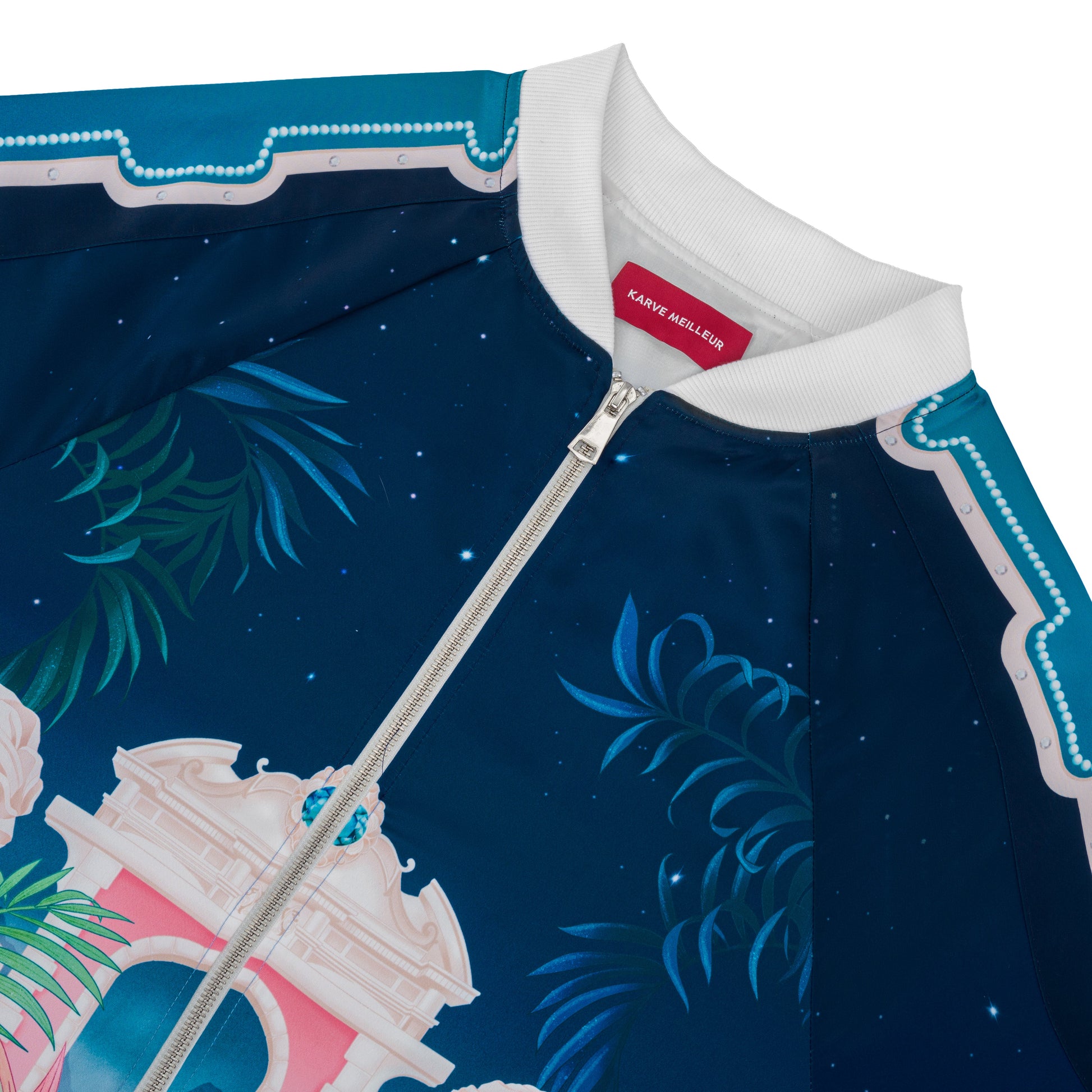 The Playa Duke Silk Bomber | Premium Printed Silk Taffeta Luxury Maximalist Tropical Baroque