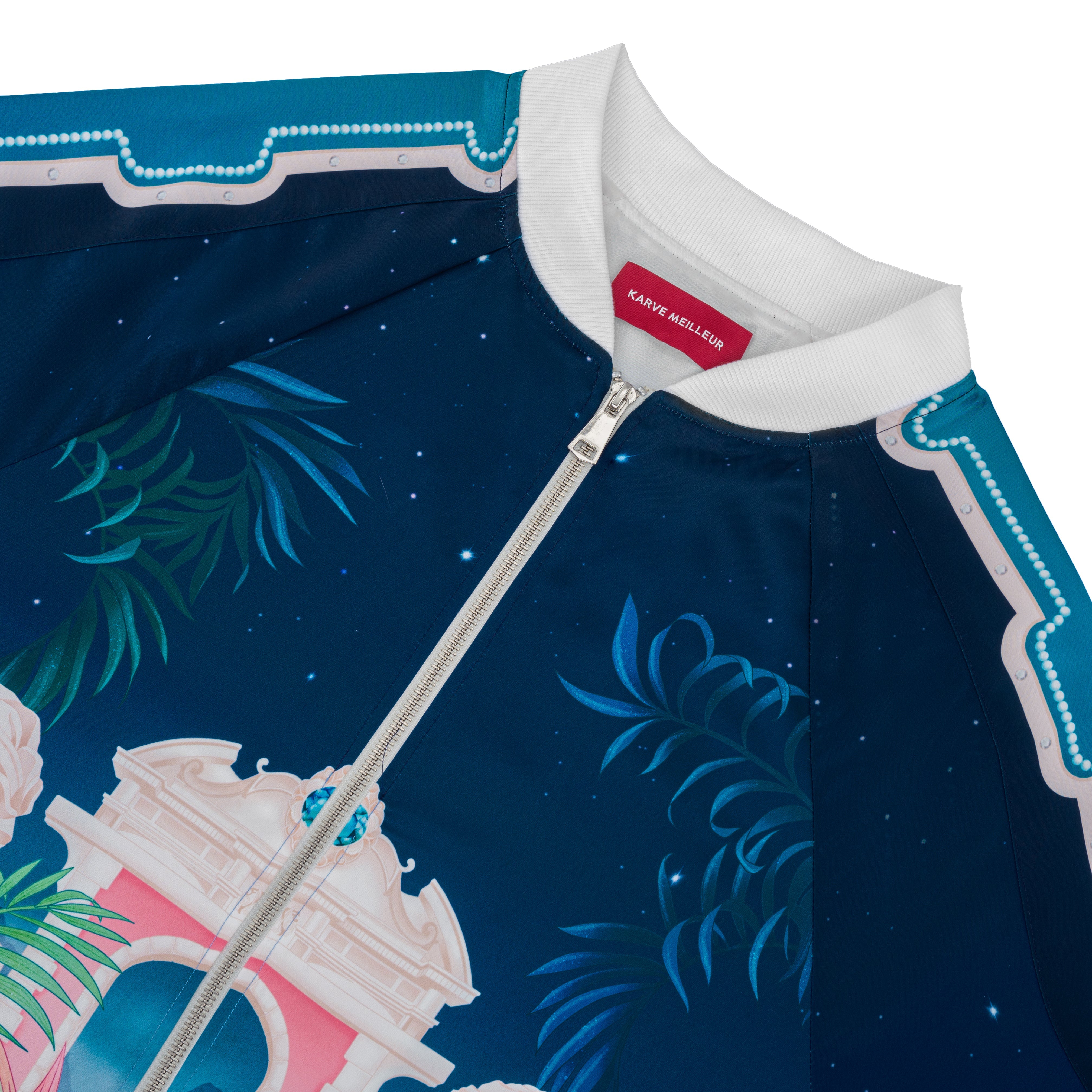 The Playa Duke Silk Bomber | Premium Printed Silk Taffeta Luxury Maximalist Tropical Baroque