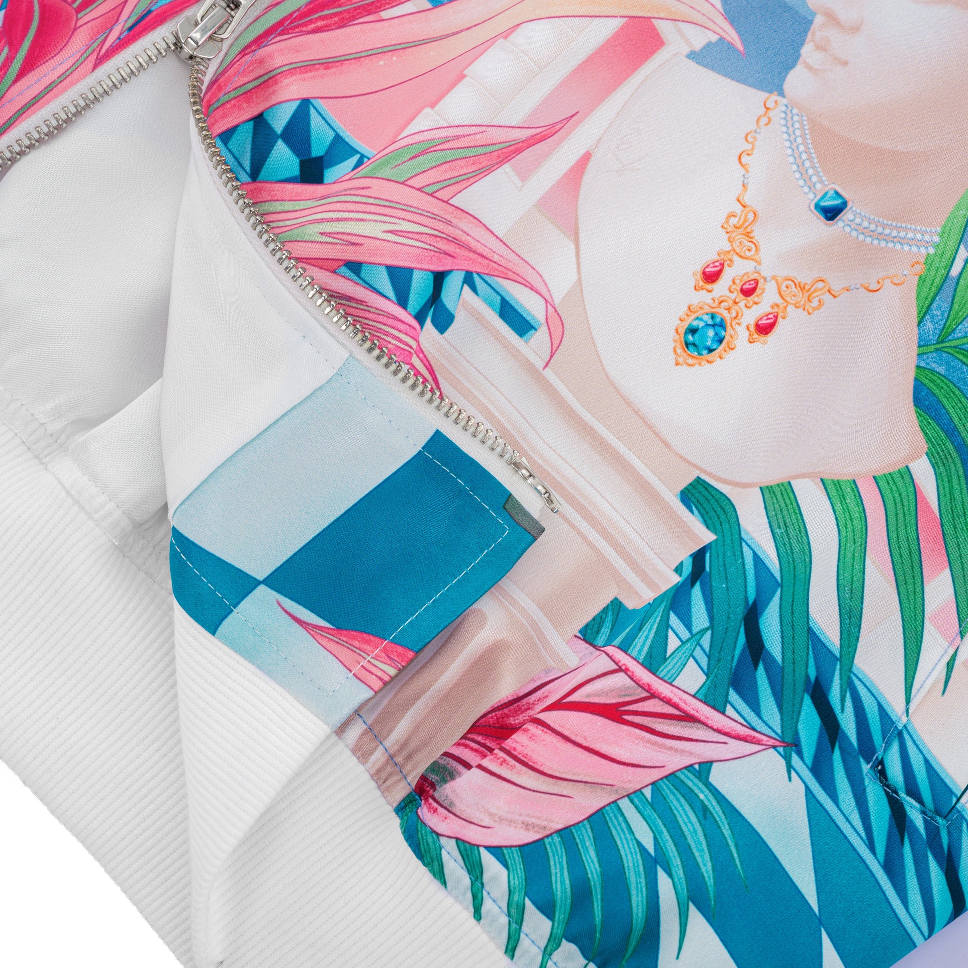 The Playa Duke Silk Bomber | Premium Printed Silk Taffeta Luxury Maximalist Tropical Baroque