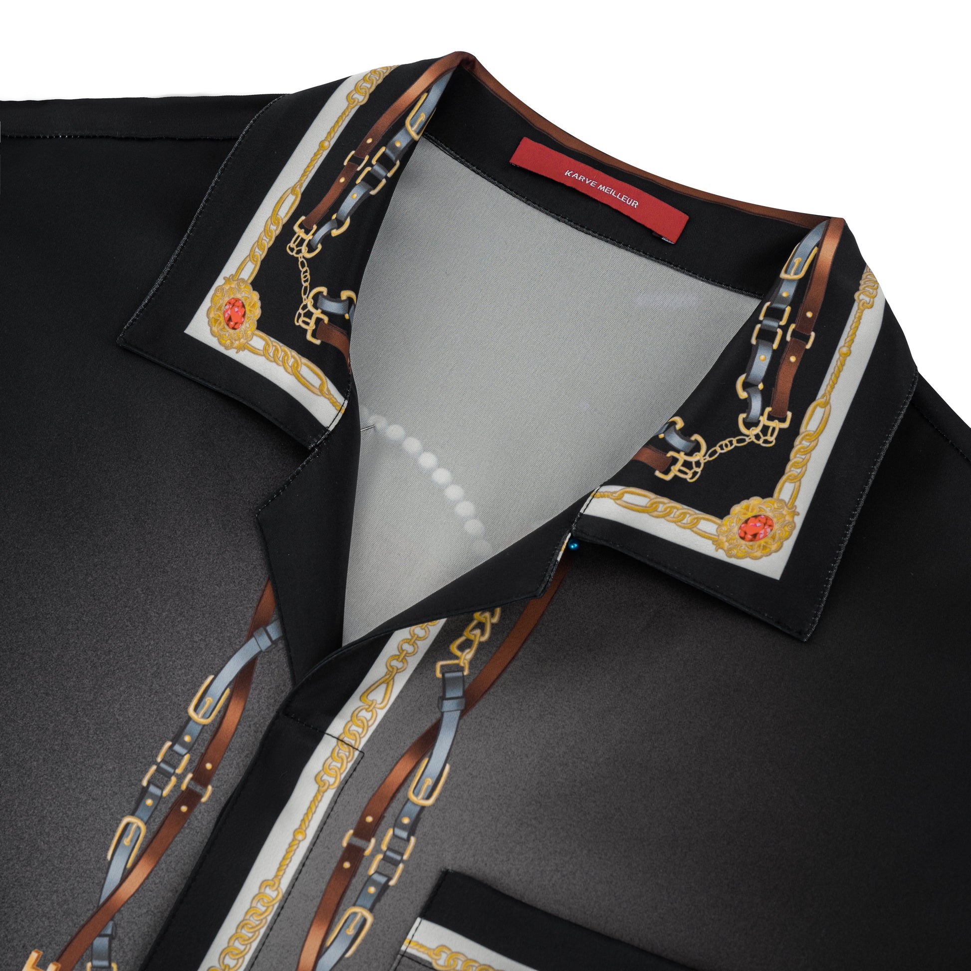 Black Ace Silk Shirt | Printed Silk Cuban Collar Short Sleeve Decadent Dice Game