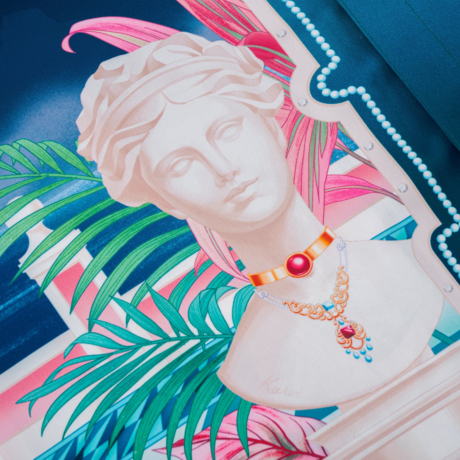 The Playa Duke Silk Shirt | Premium Printed Silk Taffeta Cuban Collar Long Sleeve Maximalist Tropical Baroque