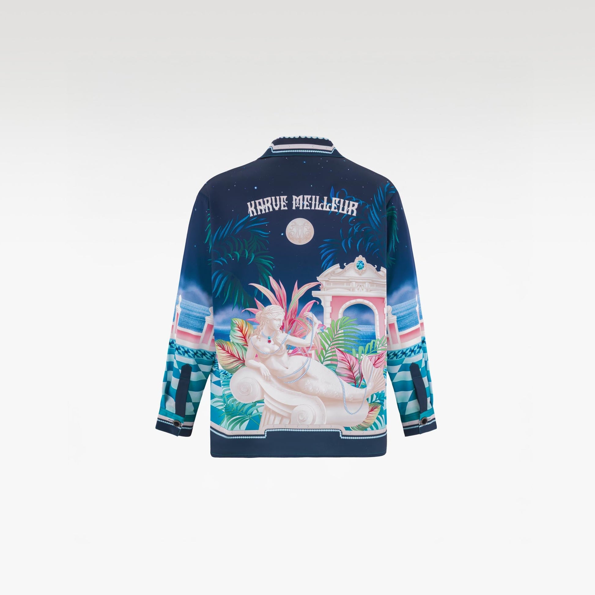 The Playa Duke Silk Shirt | Premium Printed Silk Taffeta Cuban Collar Long Sleeve Maximalist Tropical Baroque