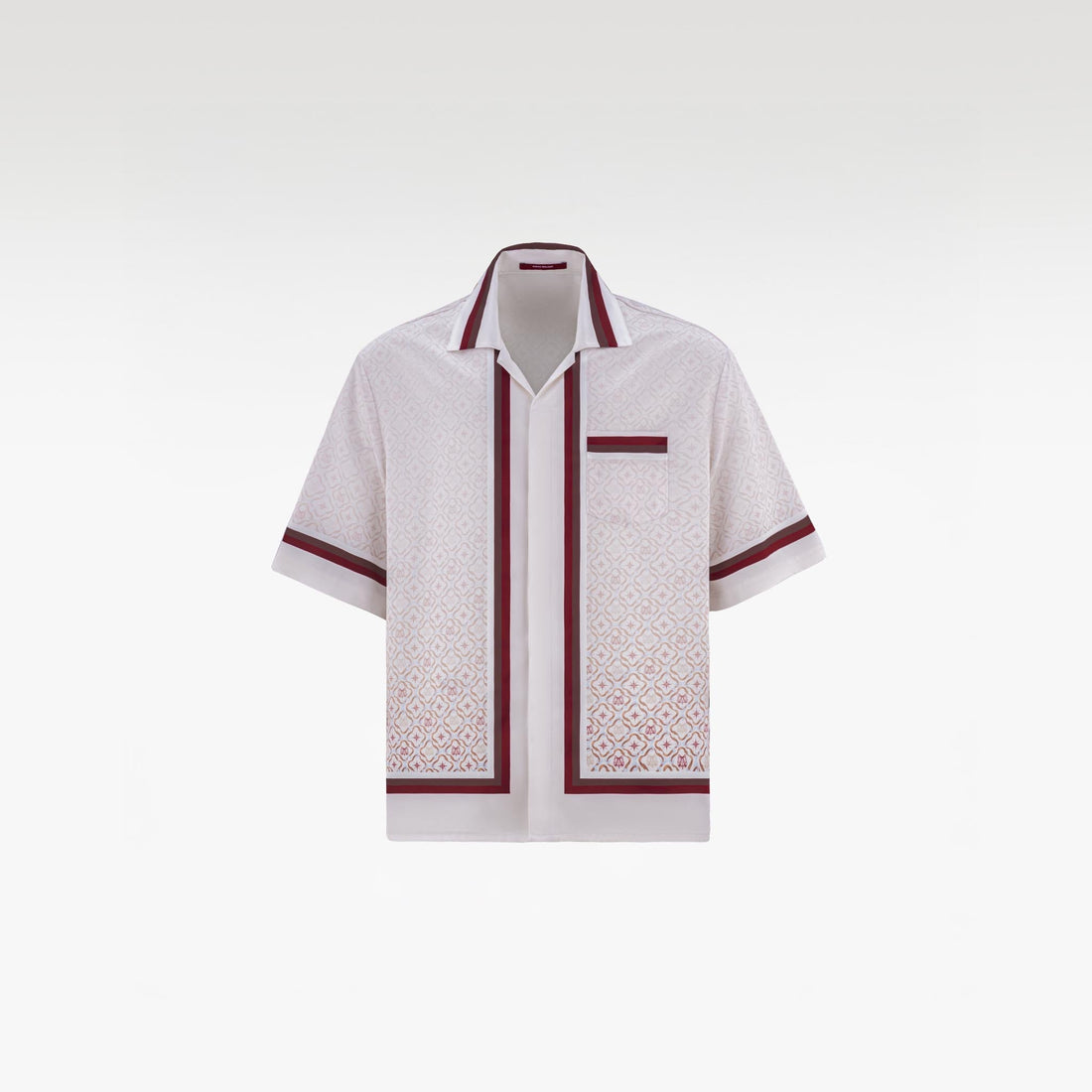 K Mania Red Silk Shirt | Printed Silk Short-Sleeve Luxury Monogram Design