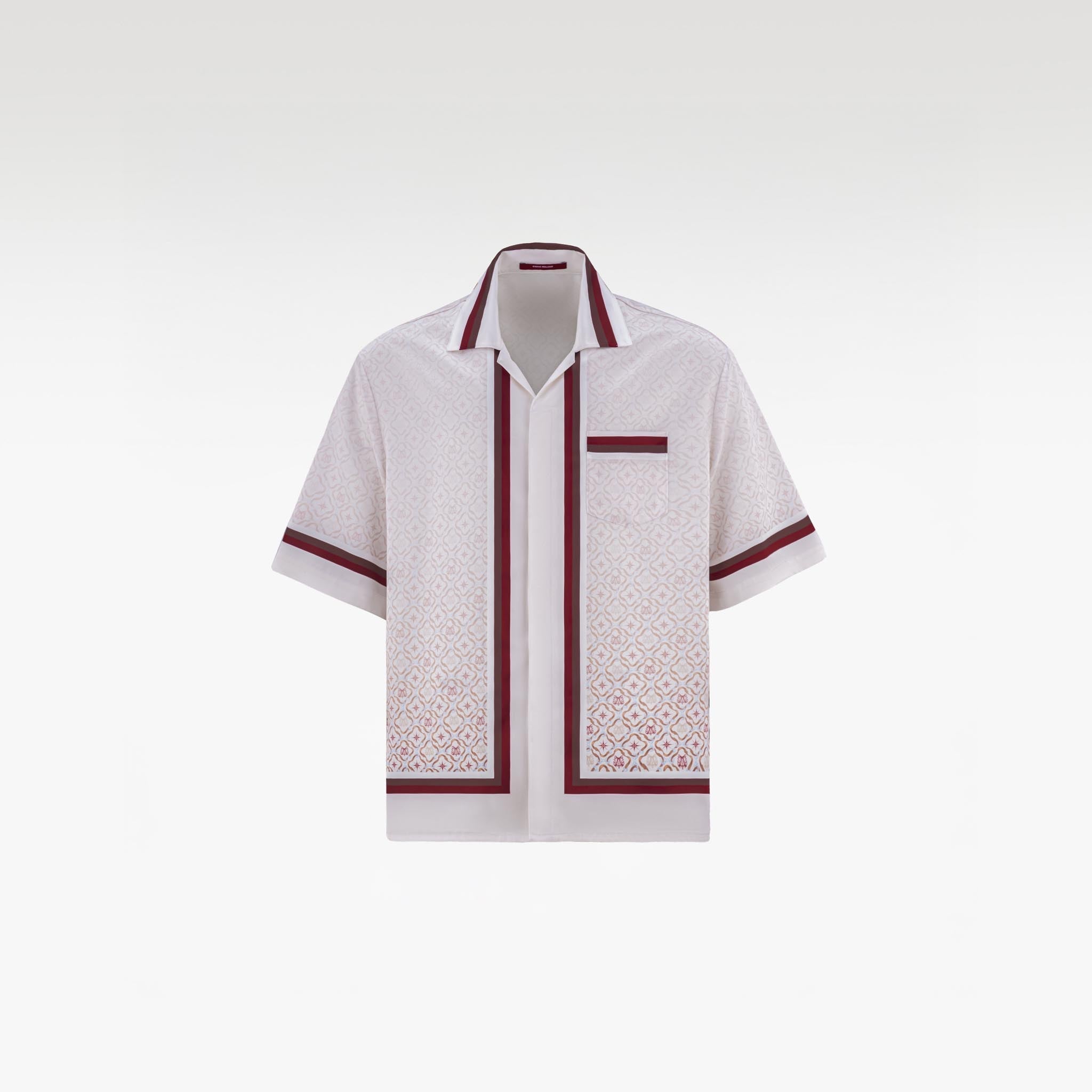 K Mania Red Silk Shirt | Printed Silk Short-Sleeve Luxury Monogram Design