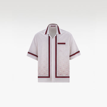 K Mania Red Silk Shirt | Printed Silk Short-Sleeve Luxury Monogram Design