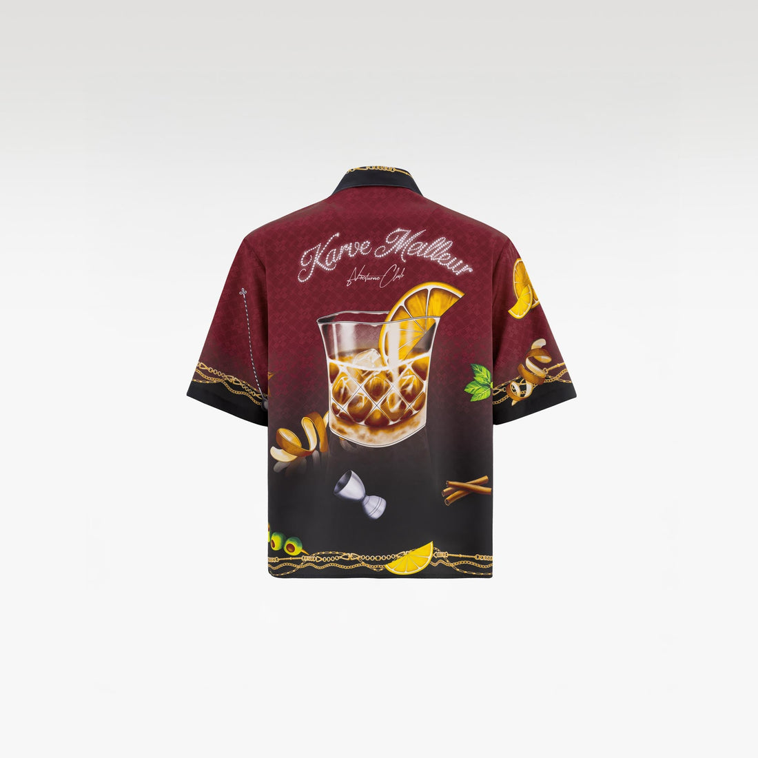 Agent 00K Silk Shirt | Printed Silk Taffeta Cuban Collar Short Sleeve Nightlife Cocktail