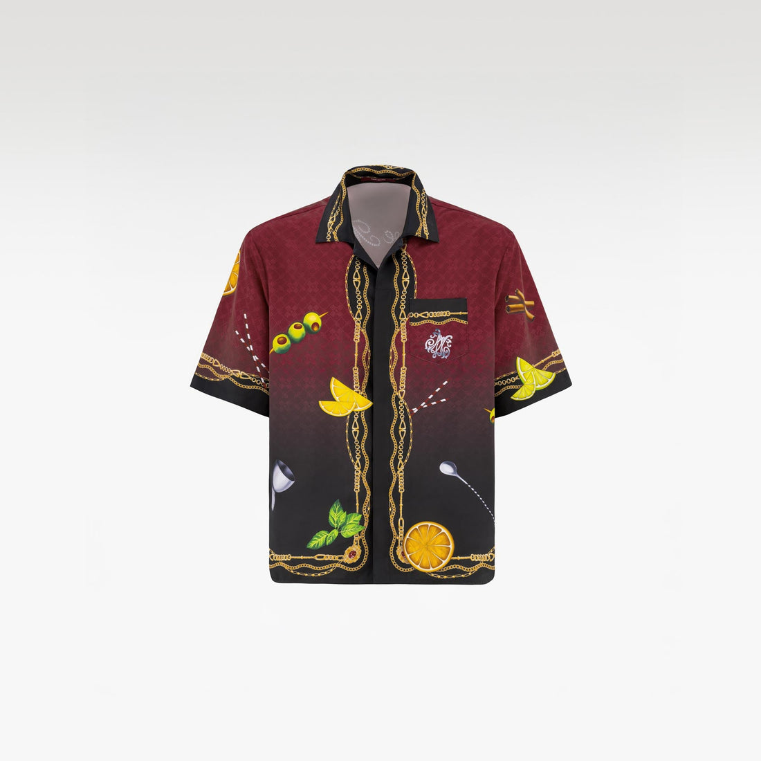 Agent 00K Silk Shirt | Printed Silk Taffeta Cuban Collar Short Sleeve Nightlife Cocktail