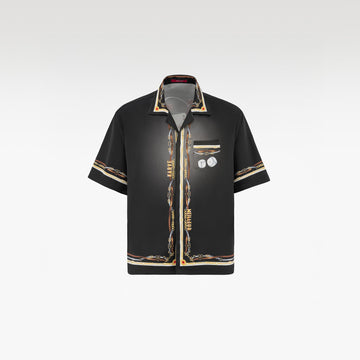 Black Ace Silk Shirt | Printed Silk Cuban Collar Short Sleeve Decadent Dice Game