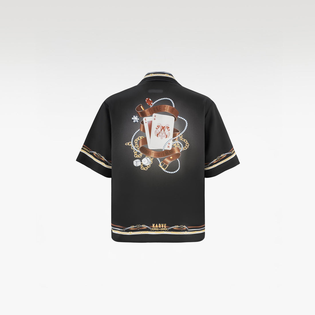 Black Ace Silk Shirt | Printed Silk Cuban Collar Short Sleeve Decadent Dice Game