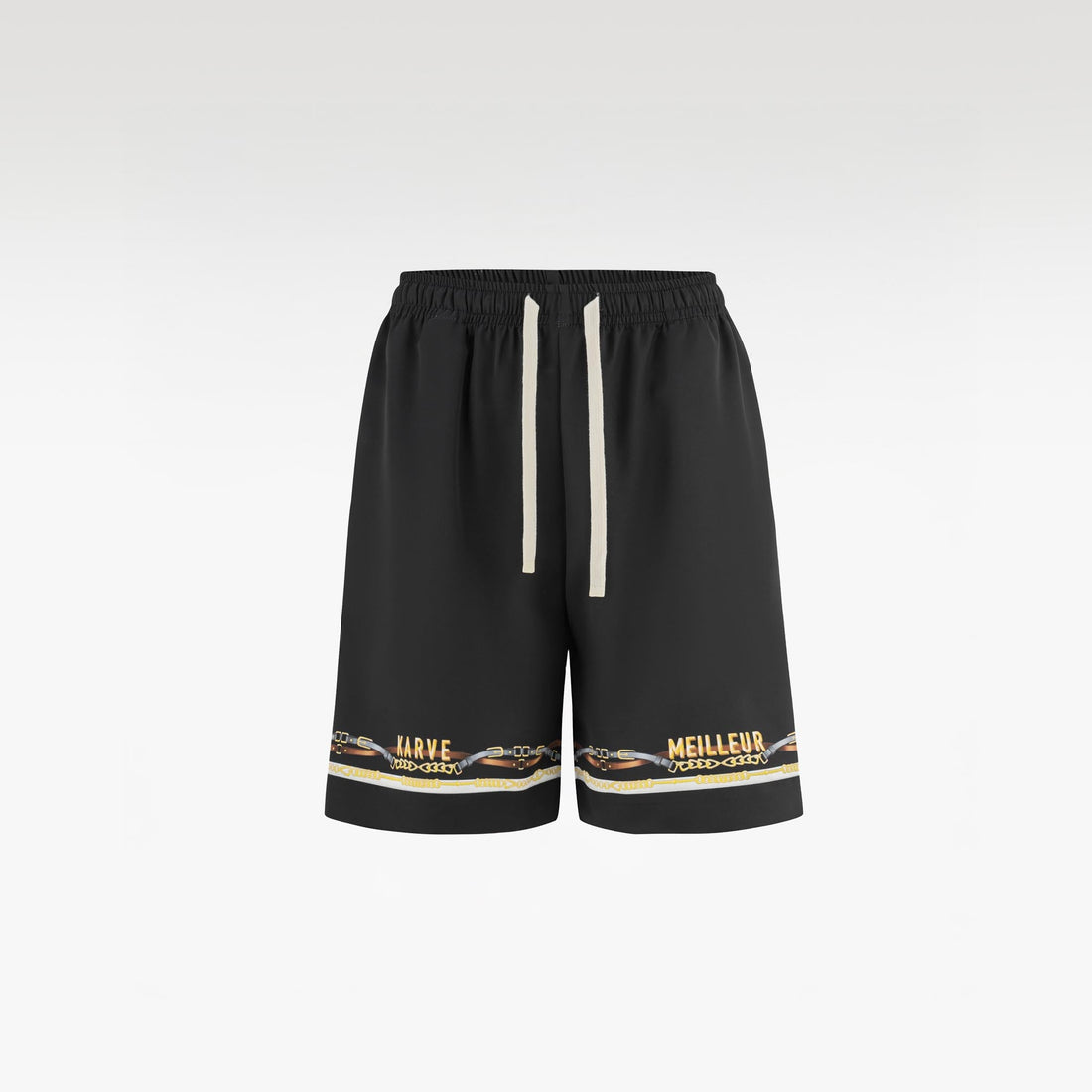 Black Ace Silk Shorts | Printed Silk Relaxed Fit Decadent Dice Game