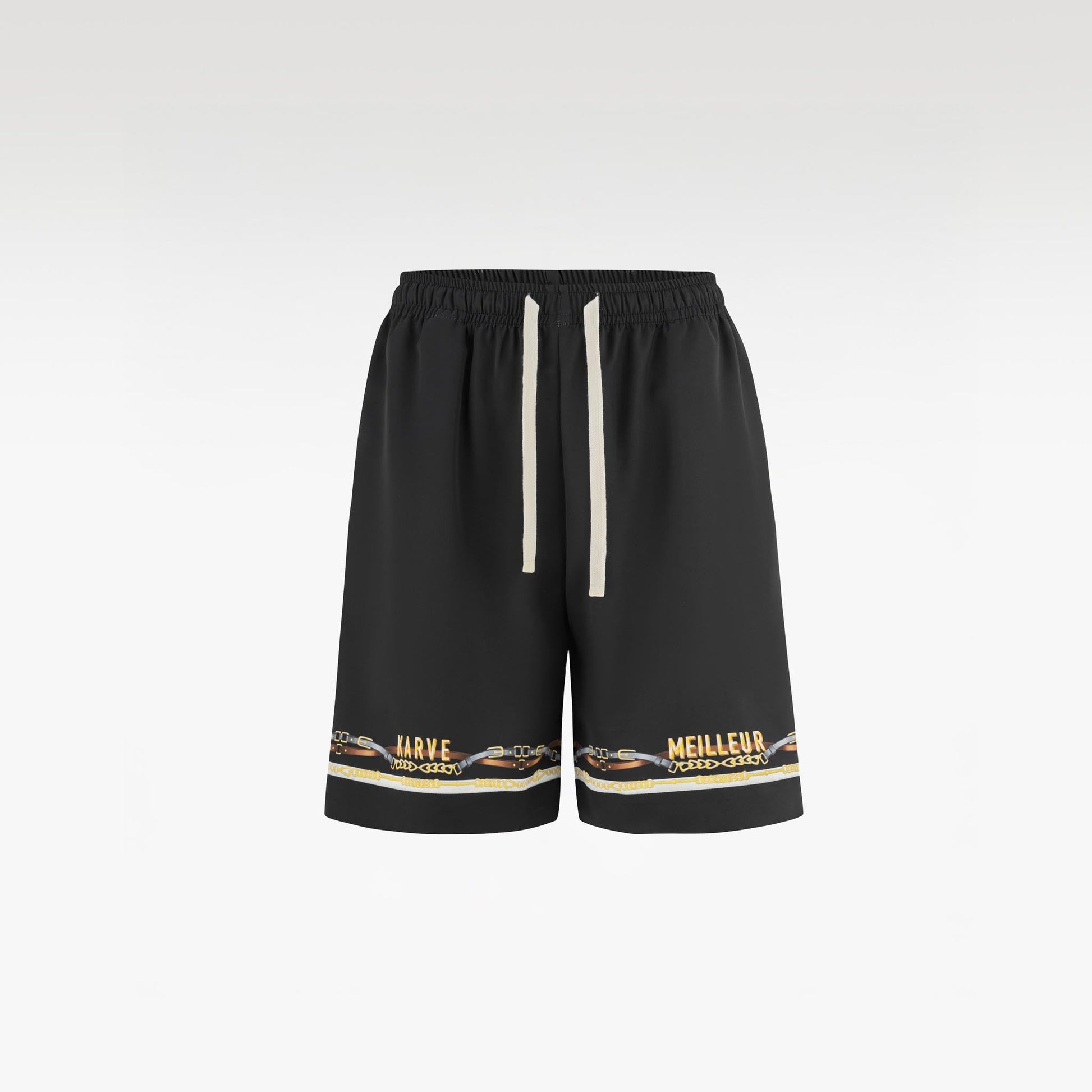 Black Ace Silk Shorts | Printed Silk Relaxed Fit Decadent Dice Game