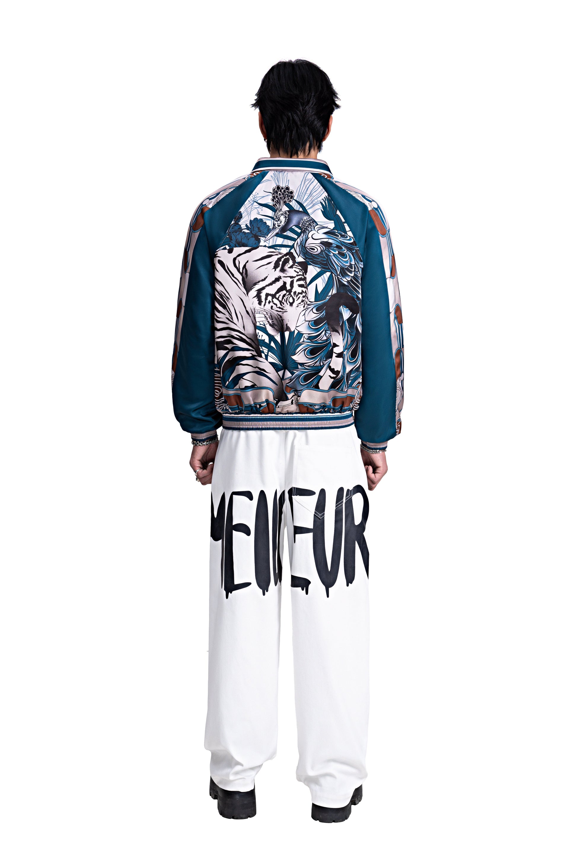 The Apex Safari Silk Bomber Jacket | Premium Satin Tropical Wildlife Print