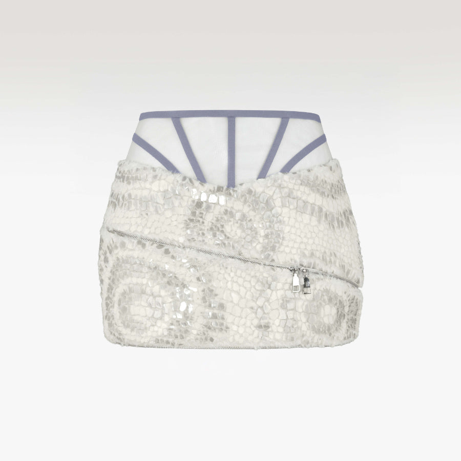 Bouclé Chic Faux Fur Mini Skirt | Premium Sequin Sculpted Luxury Bodycon