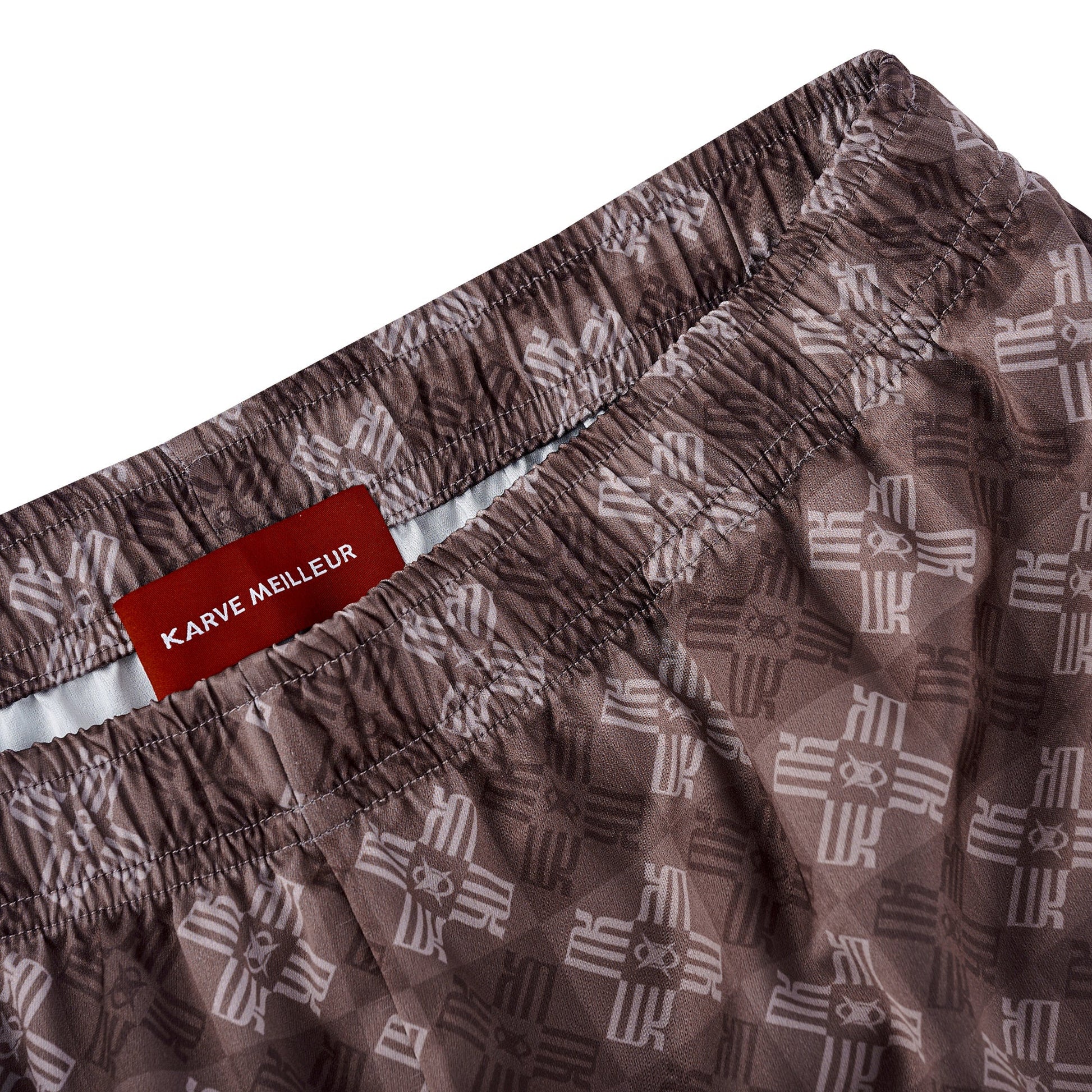 Clay Horizon Silk Shorts | Relaxed Fit Printed Luxury Tonal Monogram