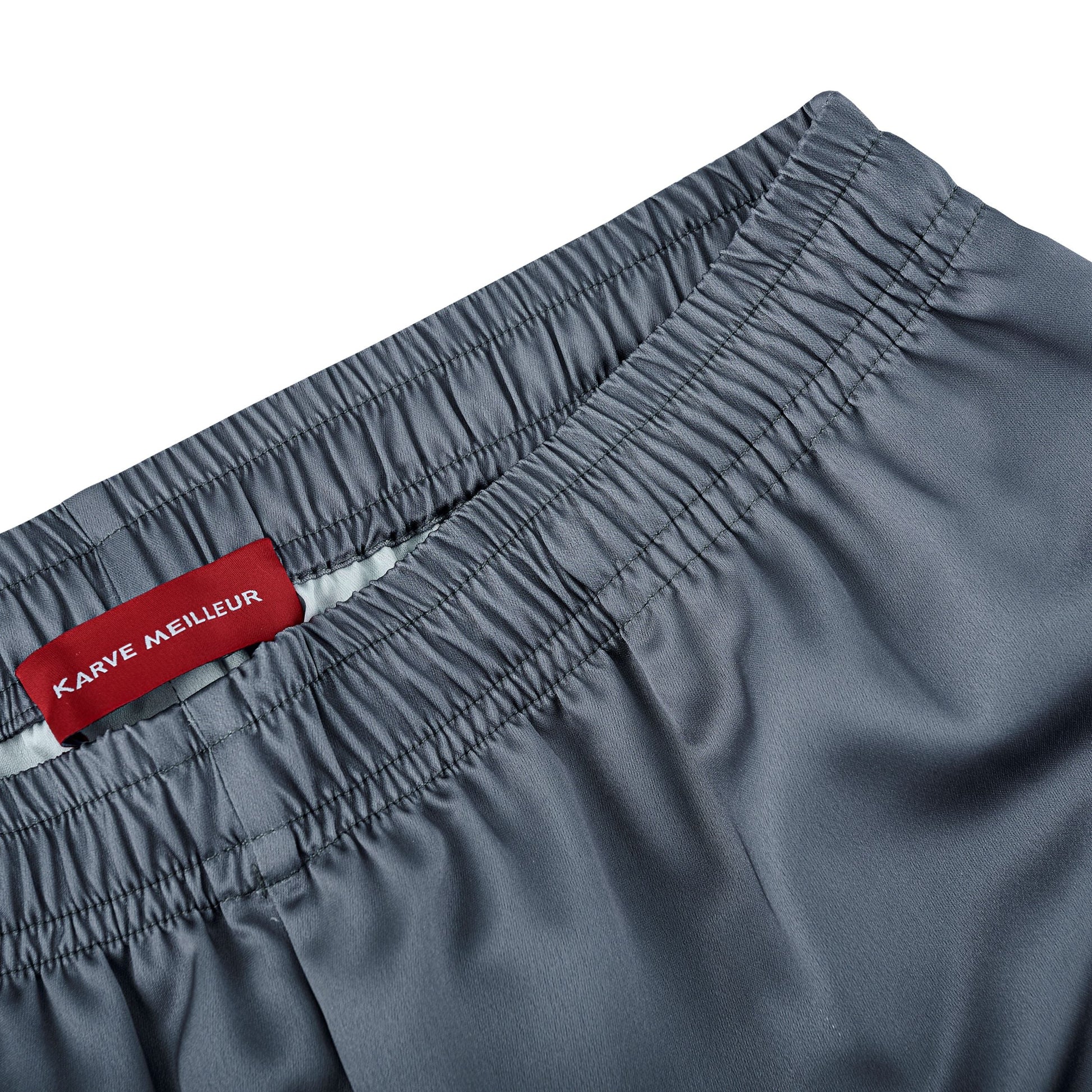 Silver Dust Silk Shorts | Premium Printed Silk Taffeta Minimalist Slogan