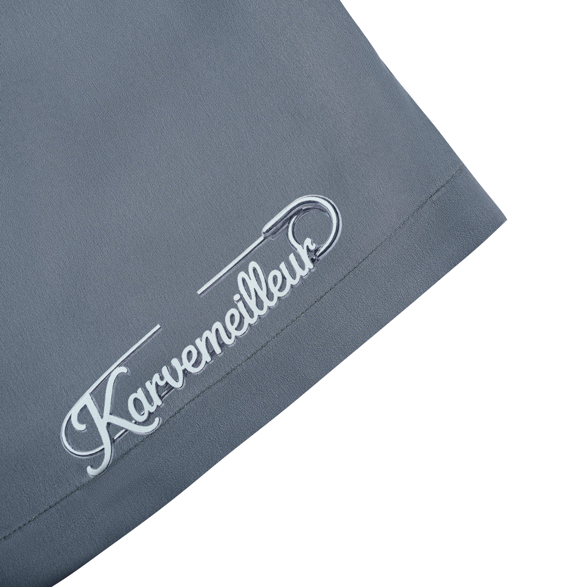 Silver Dust Silk Shorts | Premium Printed Silk Taffeta Minimalist Slogan