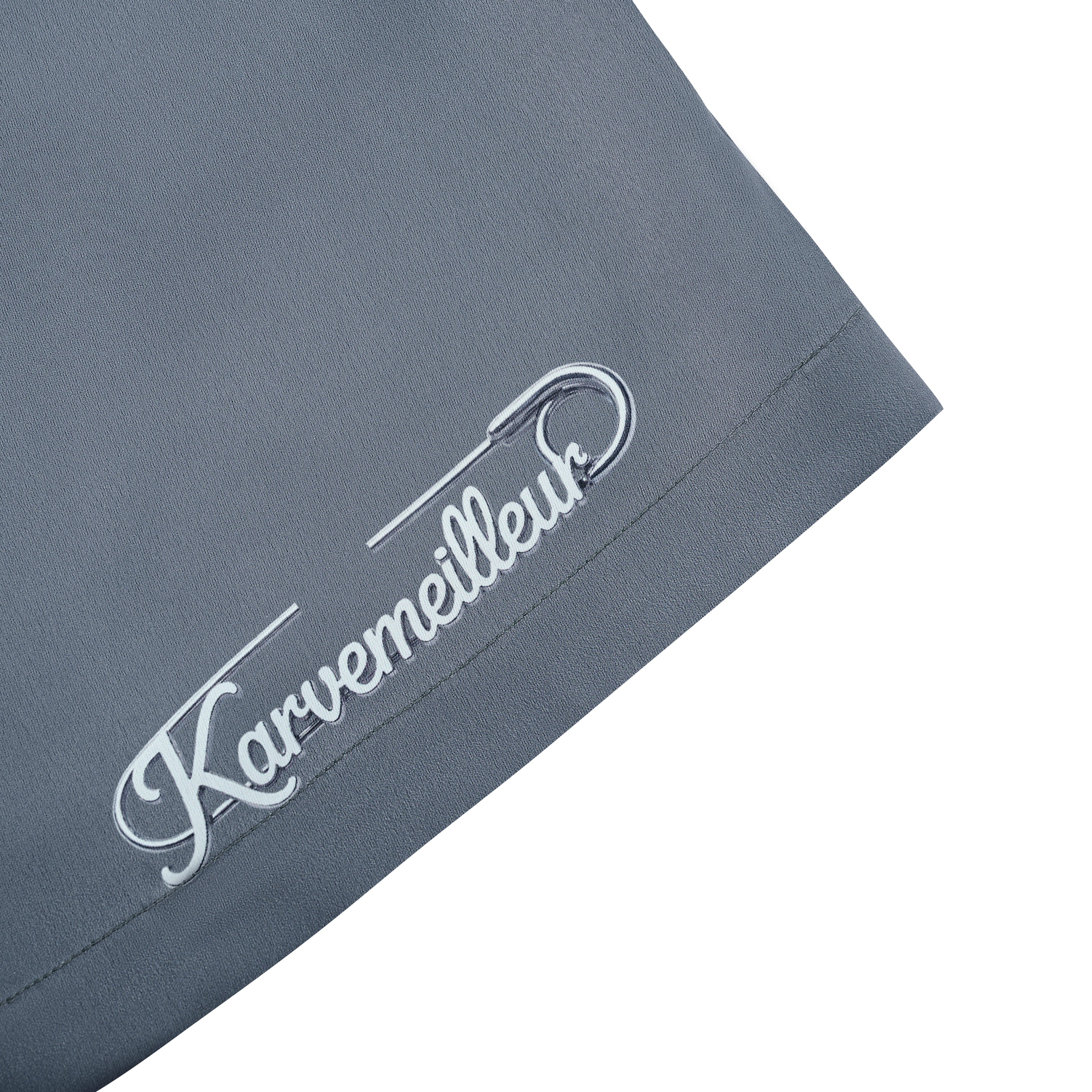 Silver Dust Silk Shorts | Premium Printed Silk Taffeta Minimalist Slogan