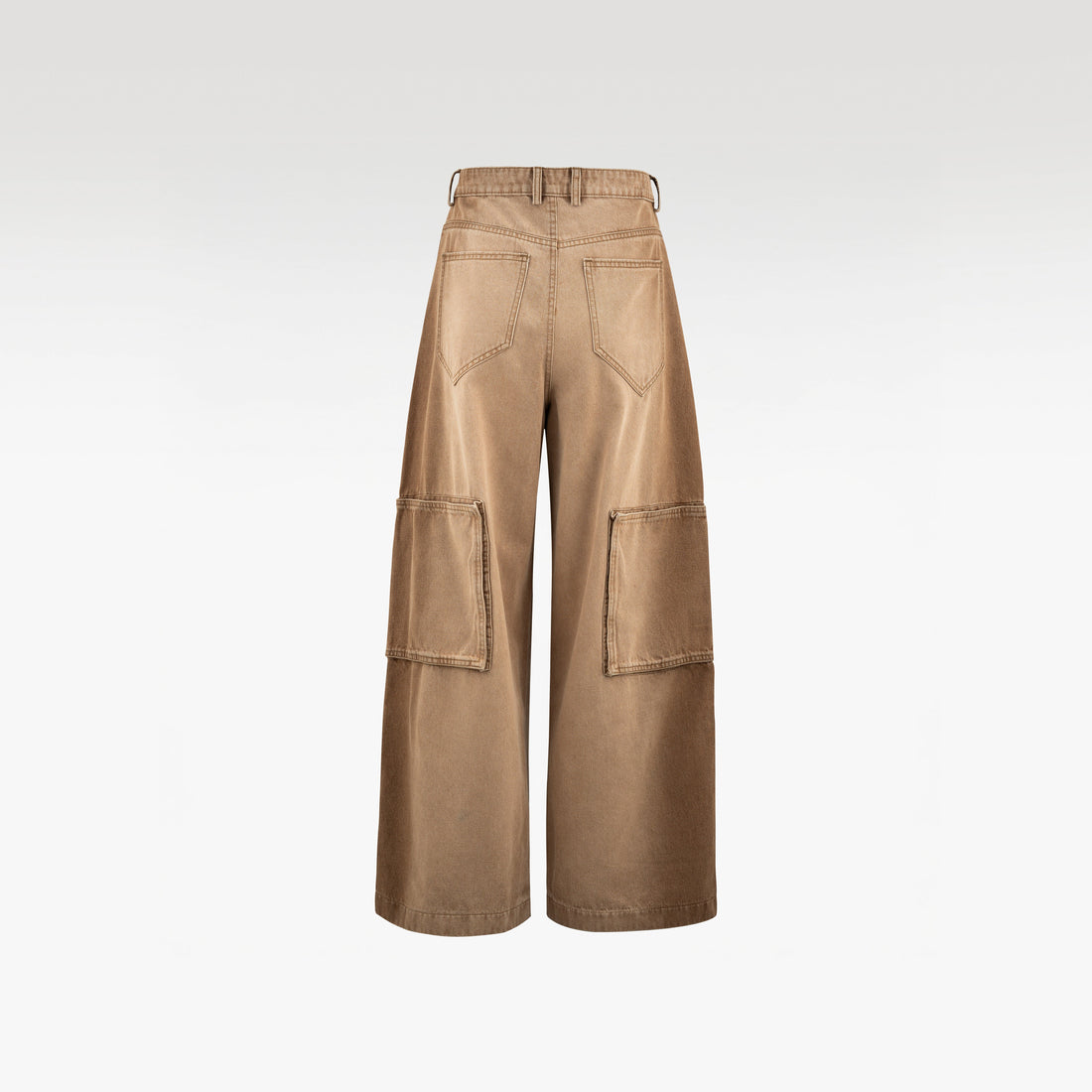 Dune Core Cargo Pants | Multi-Pocket Wide Leg Denim - Vintage Sand Wash Earth Tone Streetwear