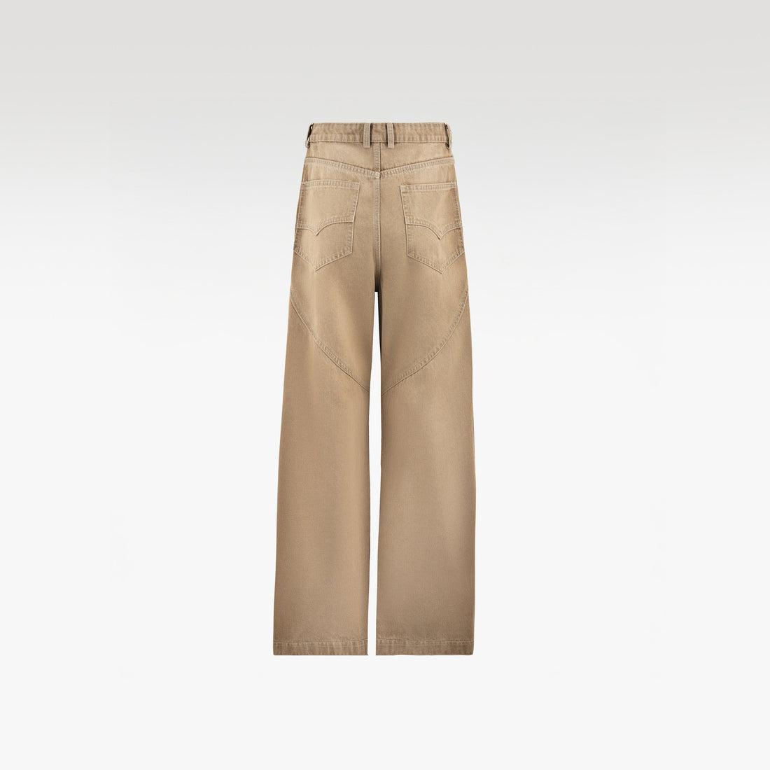 Dune ARC Jeans | Curved Paneled Wide-Leg Denim - Vintage Sand Wash Streetwear Pants