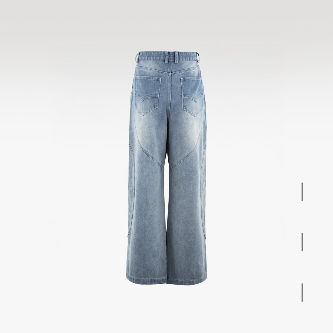 Fade ARC Jeans | Curved Paneled Wide-Leg Denim - Vintage Indigo Fade Streetwear Pants