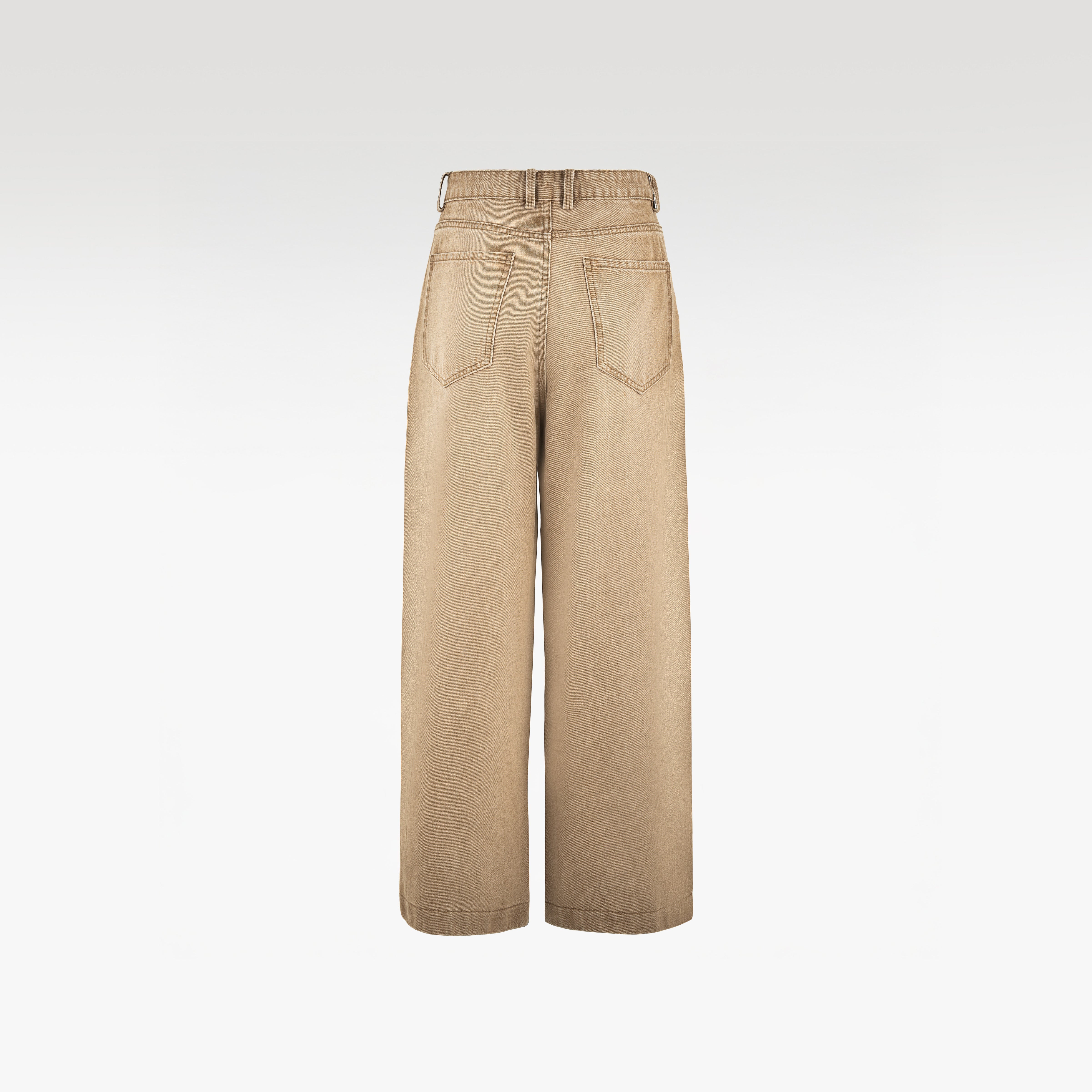 Dune Line Jeans | Wide Leg Paneled Denim - Vintage Sand Wash Earth Tone Streetwear Pants