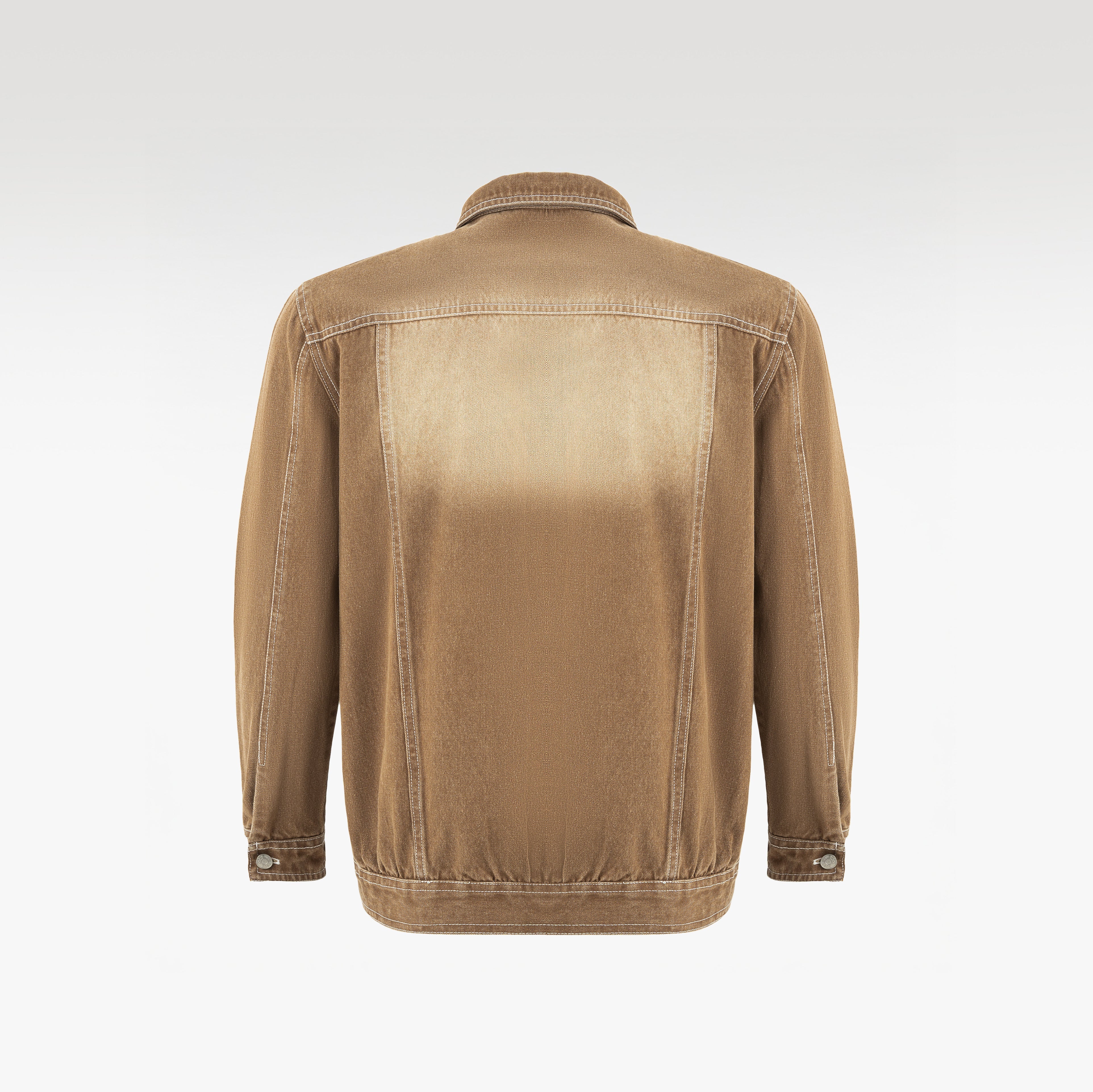 Dune Origin Denim Jacket | Vintage Sand Wash Trucker - Premium Heavyweight Paneled Earth Tone Outerwear