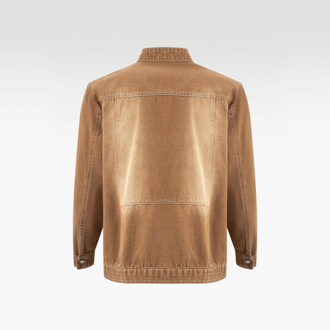 Dune Zip Denim Jacket | Vintage Sand Wash Mock Neck - Premium Heavyweight Slim-Fit Earth Tone Outerwear